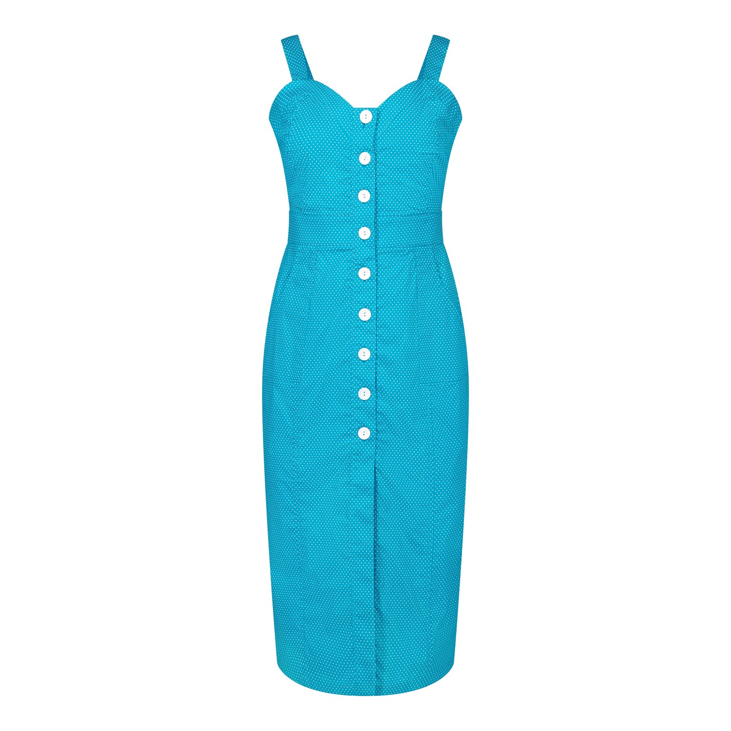 Women’s Green Queenie Sweetheart High Waisted Dress In Teal Pin Spot Extra Small Deer You