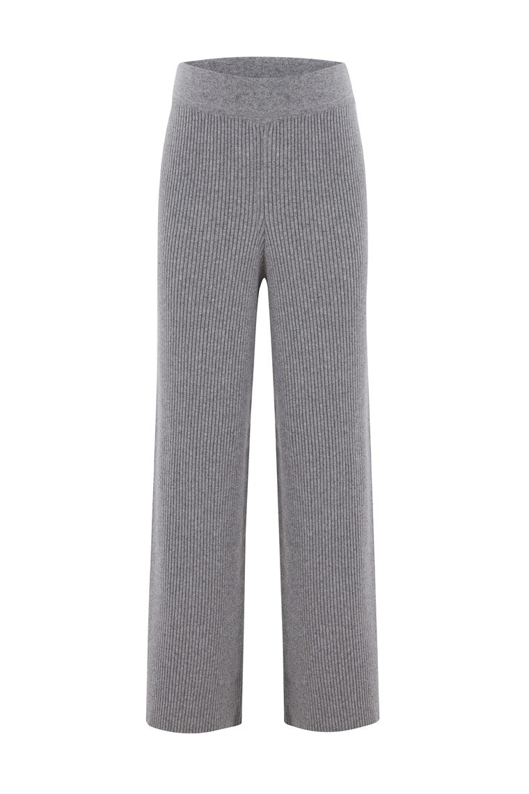 Women’s Cashmere Blend Straight-Cut Knit Trousers - Grey Small Peraluna