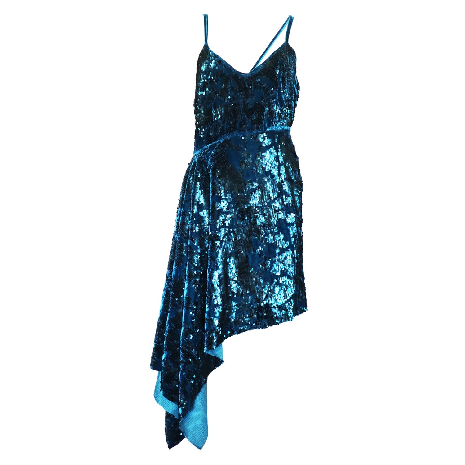 Women’s Sequin Blue Velvet Dress Medium Formula S7
