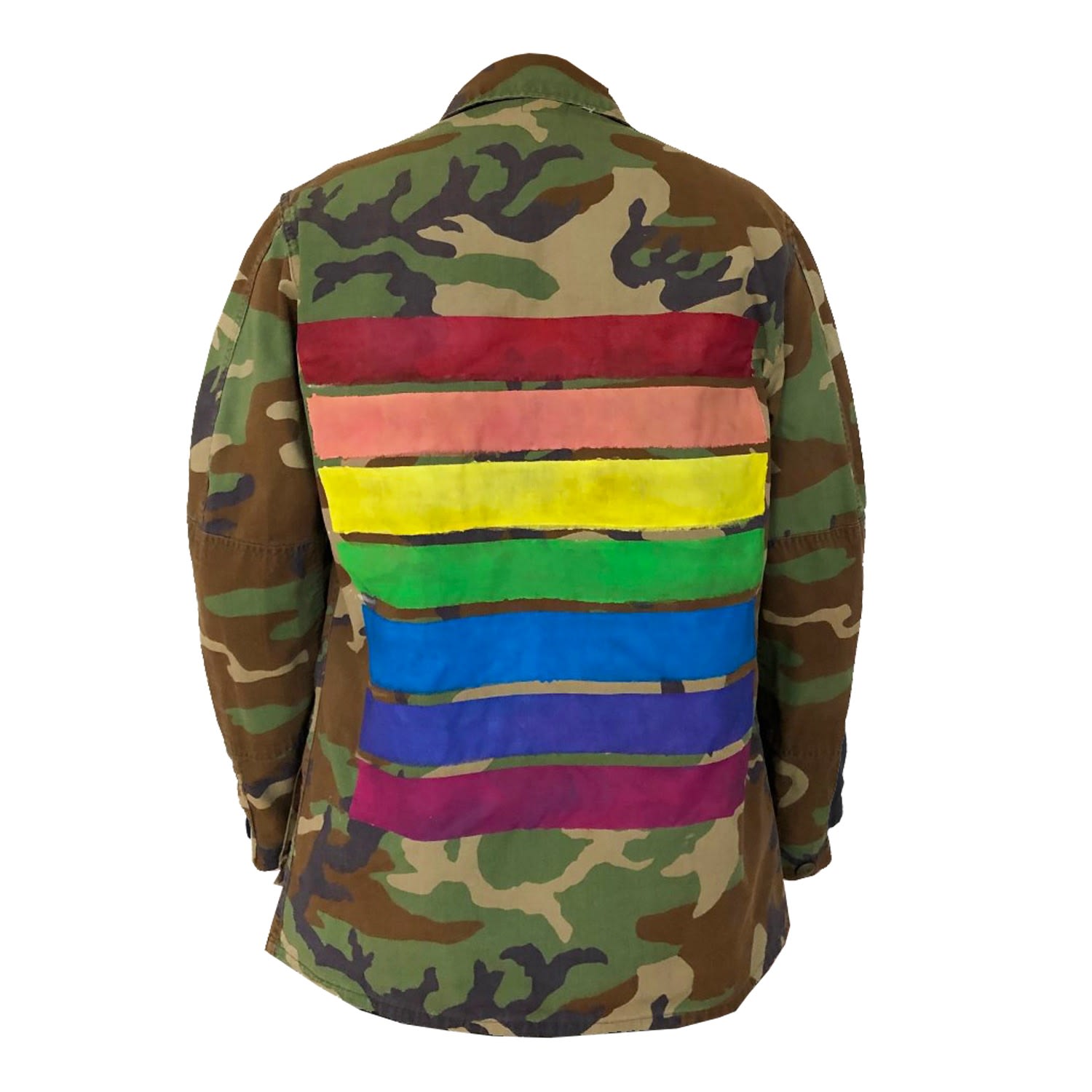 Men’s Camouflage Pride Stripes Military Jacket Medium Quillattire
