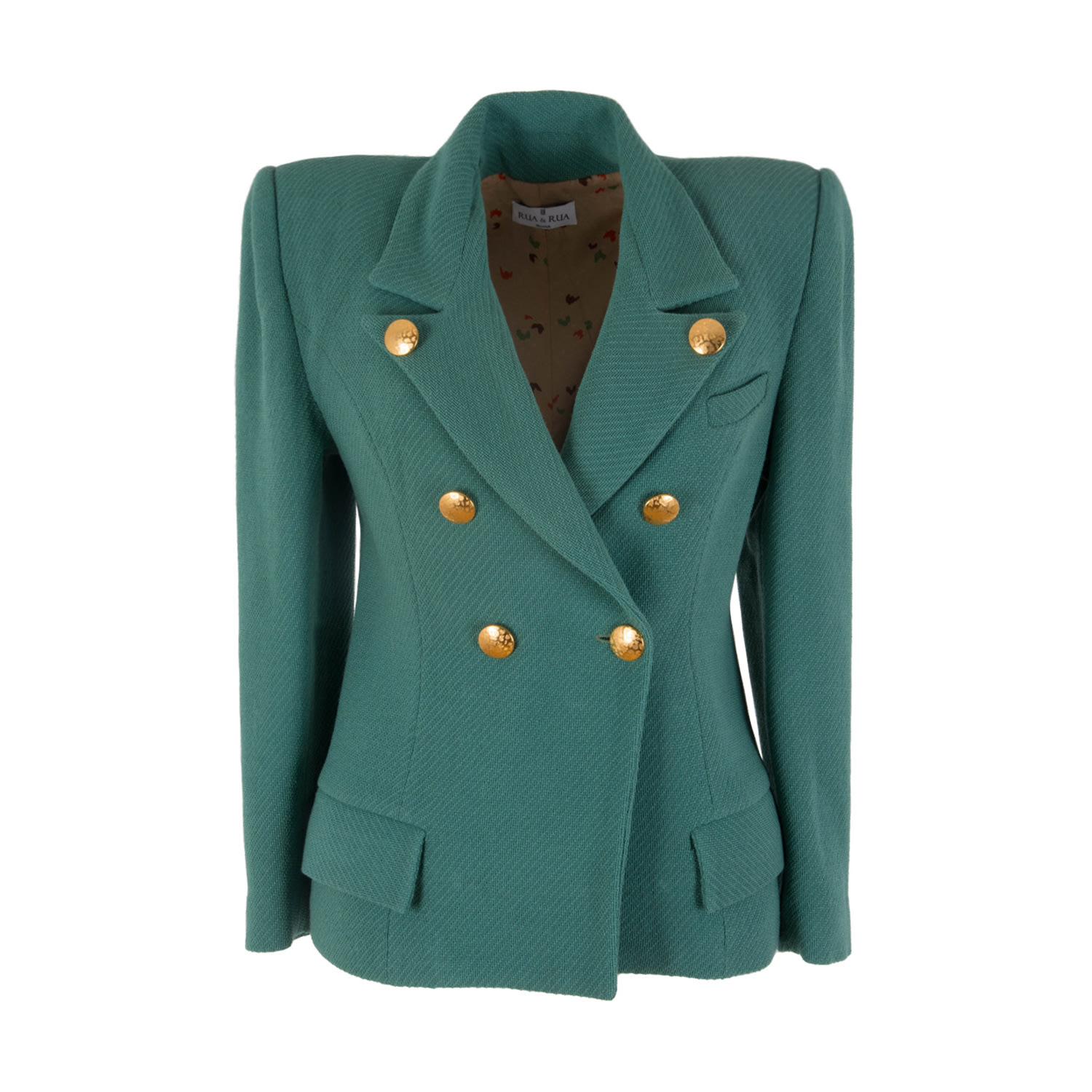 Women’s Green Wool Double-Breasted Jacket Small Rua & Rua