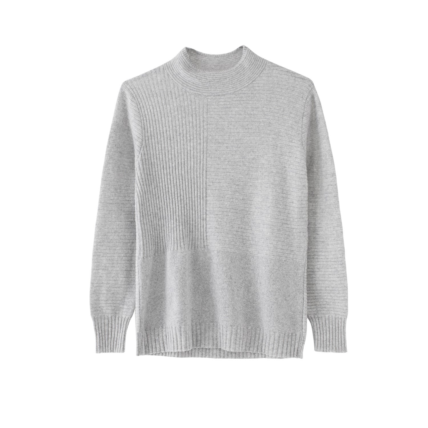 Women’s Grey Knitted Turtleneck Cashmere Jumper Small Voya