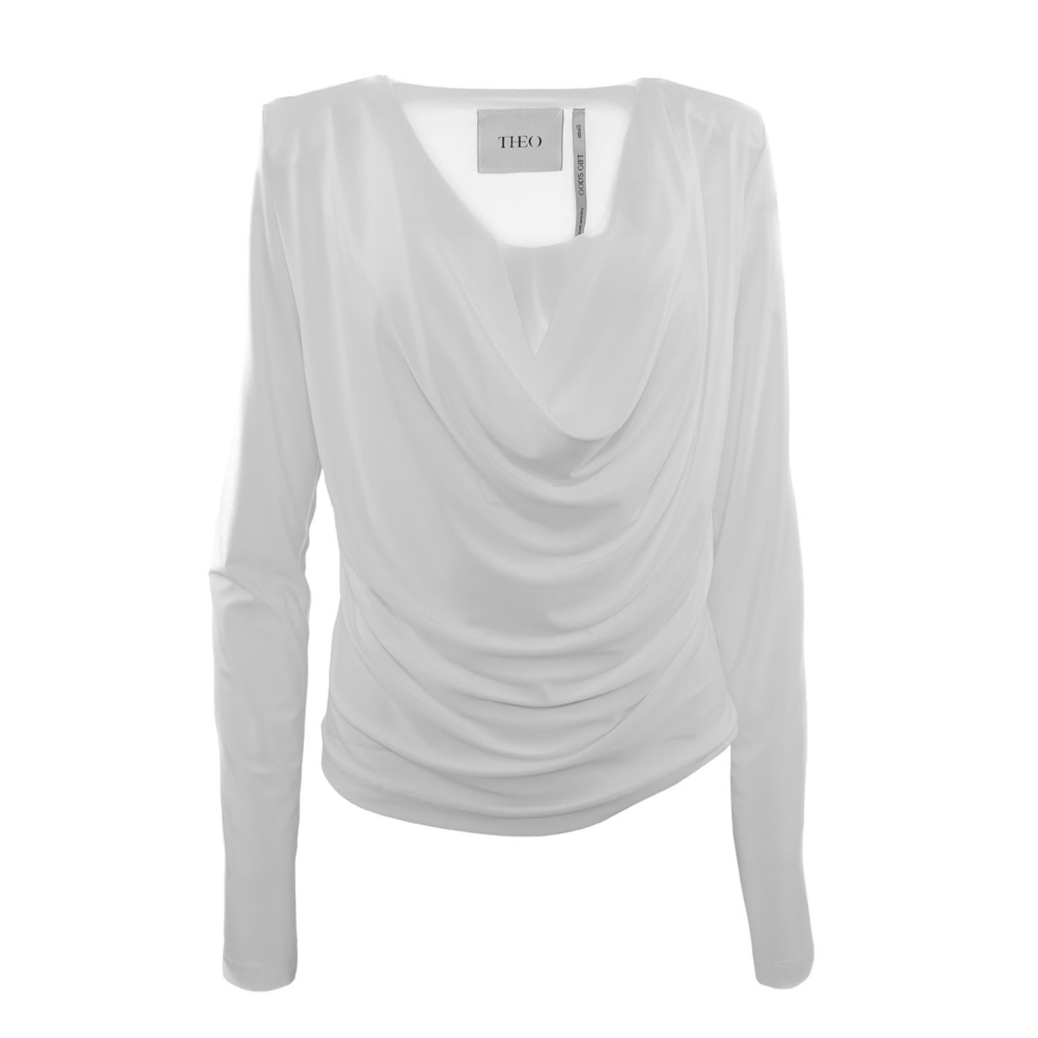 Women’s White Kallisto Draped Front Top Large Theo the Label