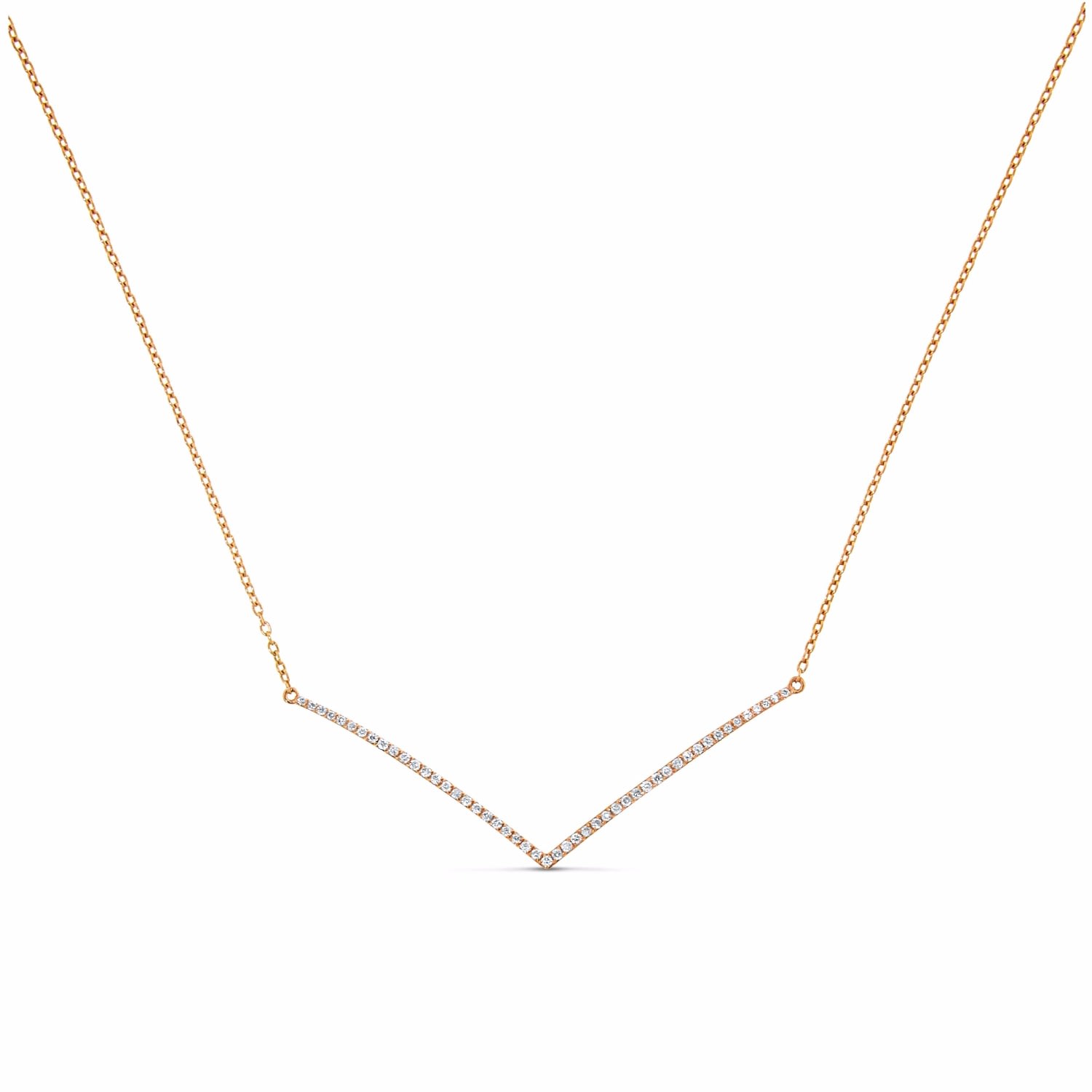 Women’s Silver Chevron Diamond Necklace 18K Rose Gold Cosanuova