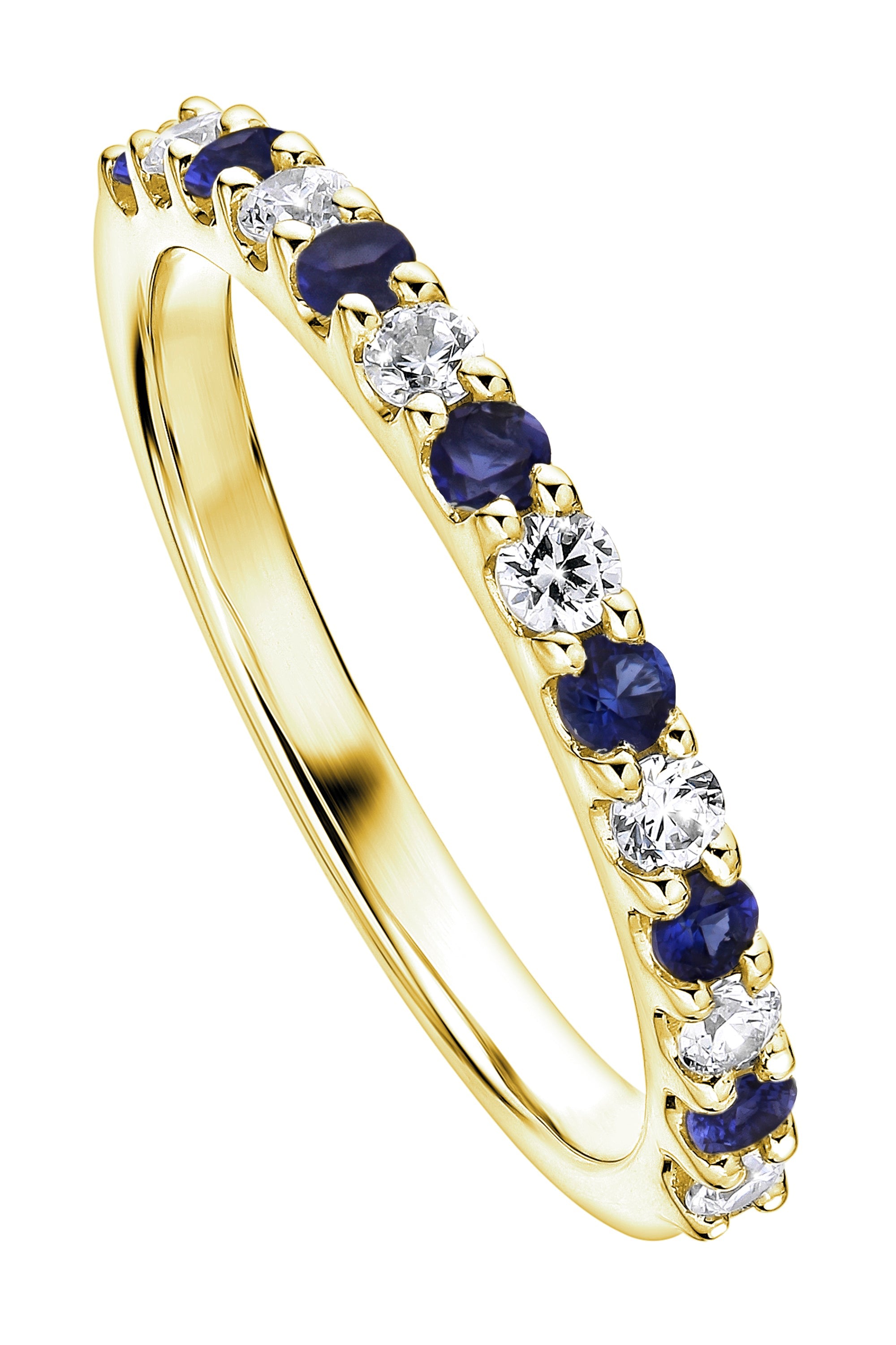 Women’s Gold / Blue Odette Yellow Gold Lab Grown Diamond & Created Sapphire Eternity Ring Created Brilliance