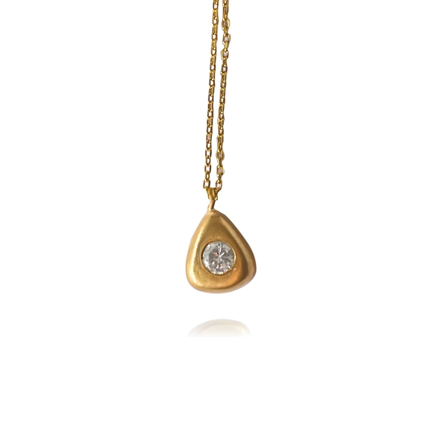 Women’s Gold Aura Minimal Stone Drop Necklace Linya Jewellery