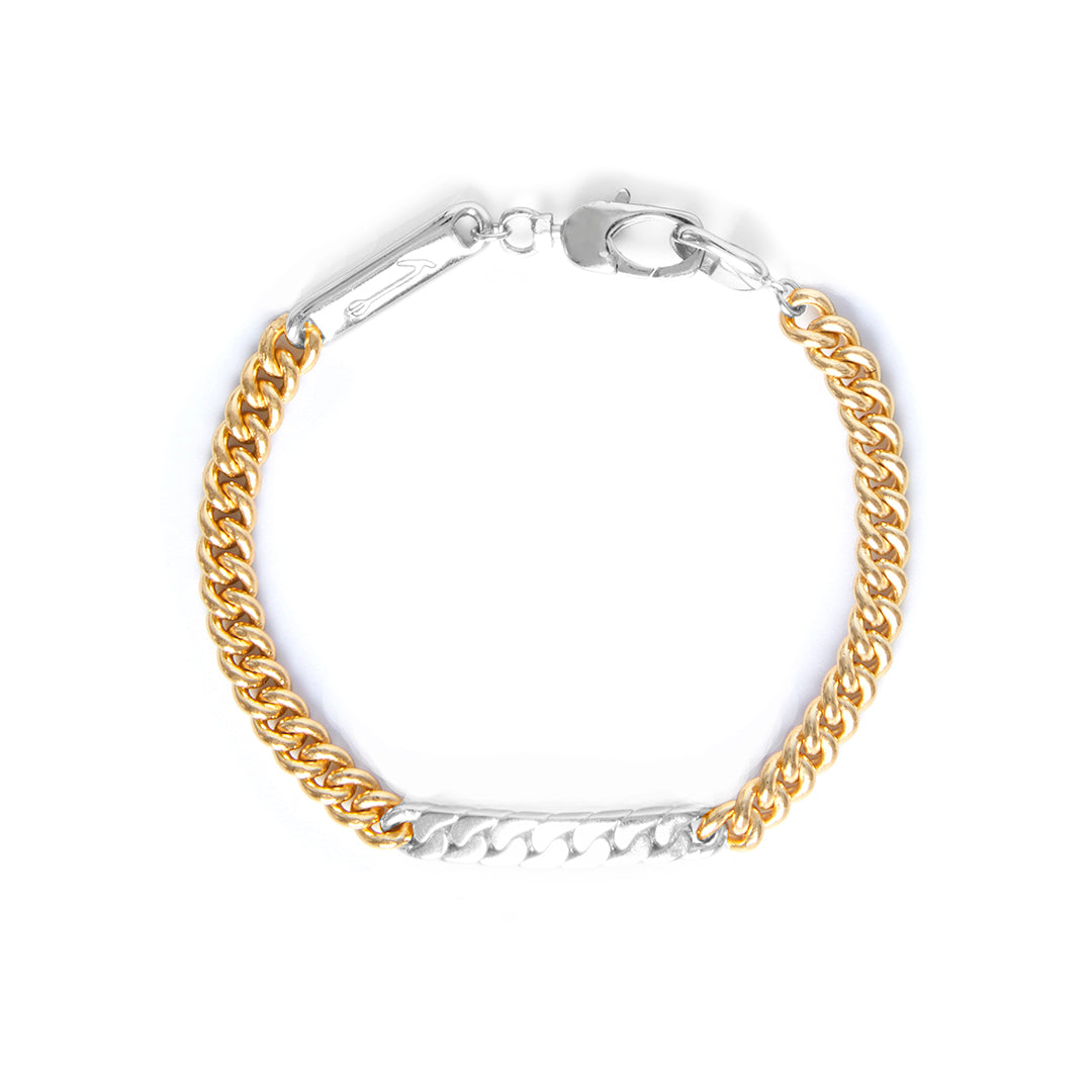 Women’s Gold / Silver Power Tag Bracelet Mixed Metals Silver Stripe - Vermeil, Sterling Silver Capsule Eleven
