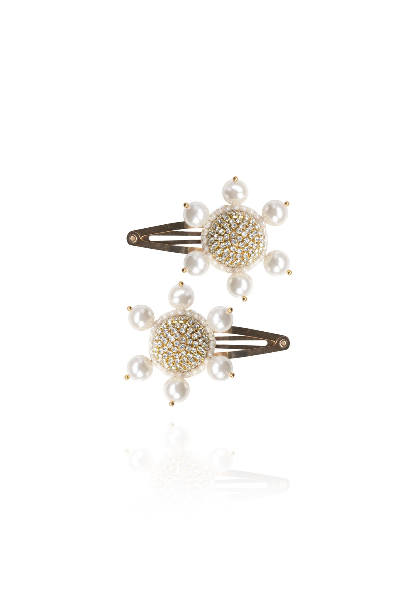 Women’s Gold / White Jolie Barrettes In White Pearl Saule Label