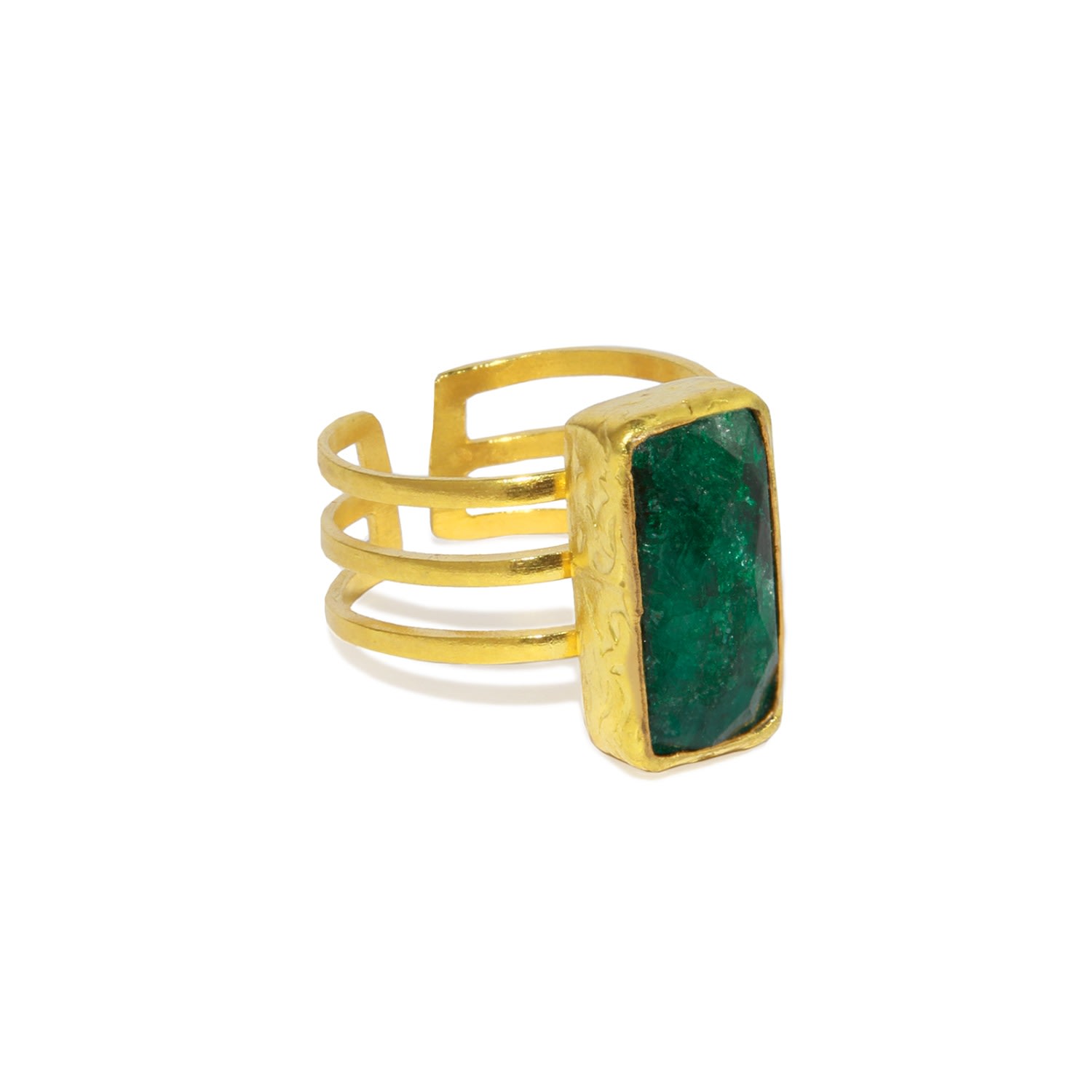 Women’s Gold / Green Lara Emerald Cocktail Ring Ottoman Hands