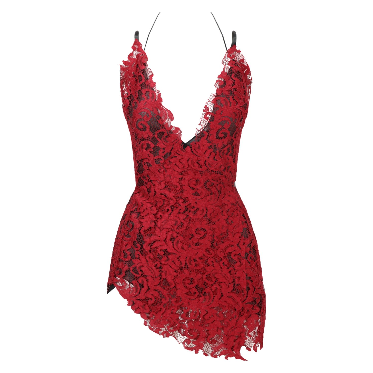 Women’s Red Cherry Valentines Cocktail Party Dress Valentina Deep Cherry Lace Wrap Dress Large Belle-Et-Bonbon