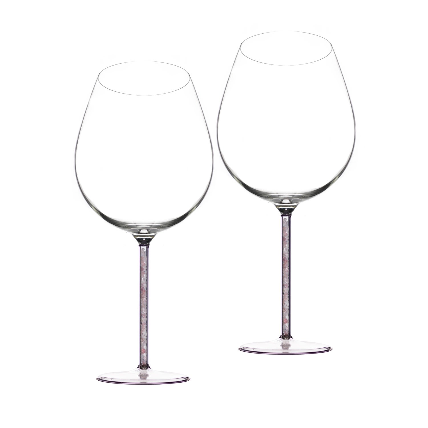 Rose Gold Crystal-Stemmed Wine Goblet - Rose Quartz - Two Piece Greatfool