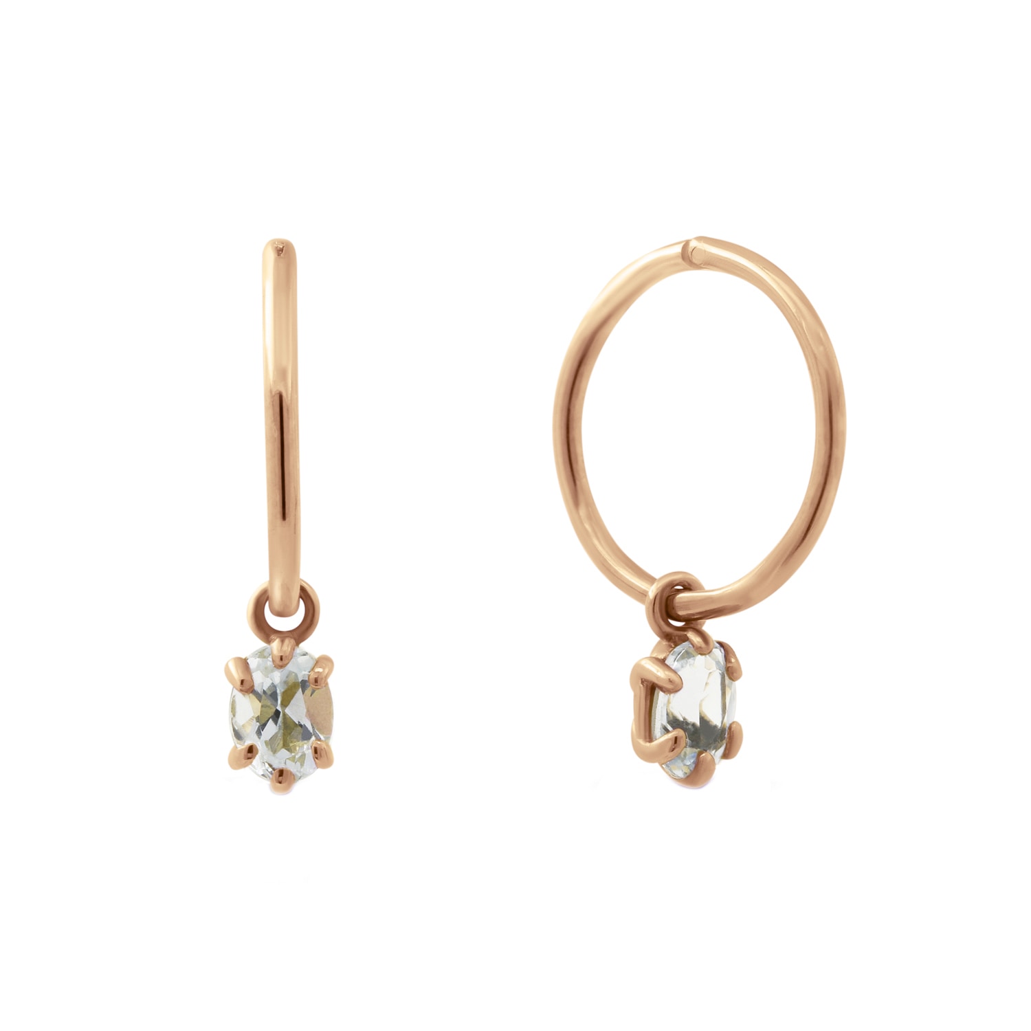 Women’s Aquamarine Clicker Hoop Earrings - Rose Gold Lee Renee