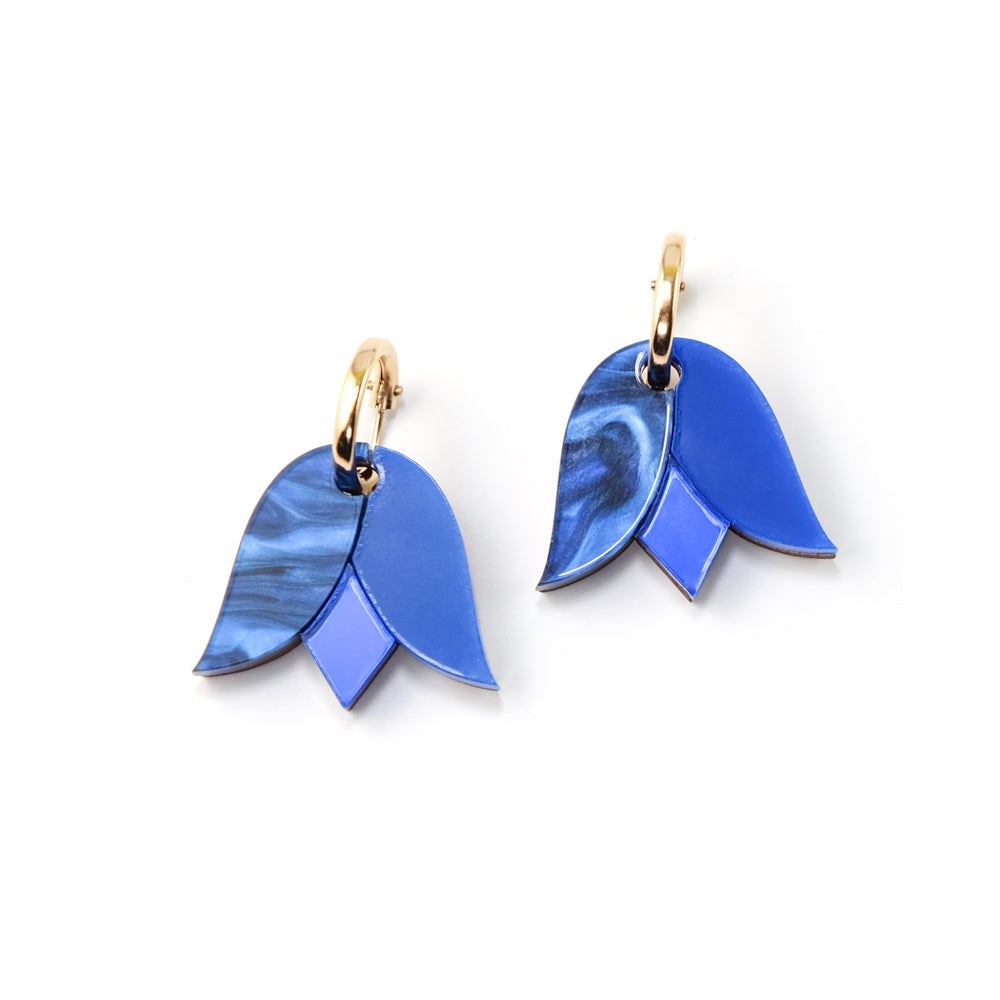 Women’s Gold / Blue Tulip Earrings In Blue By Chavelli