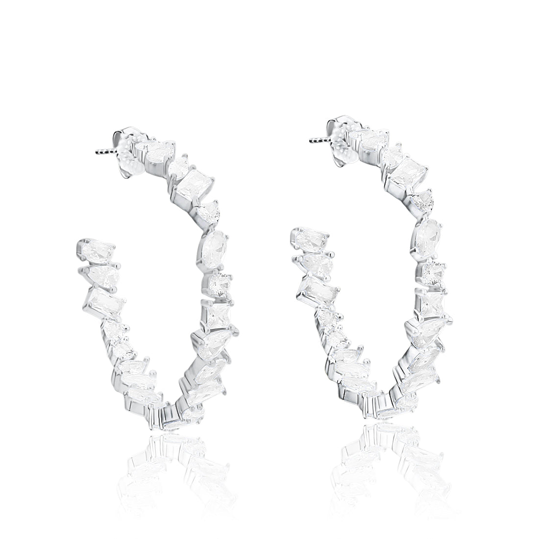 Women’s Multi Shape Hoop Earrings - Silver Shymi