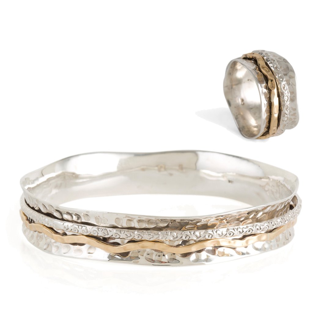 Women’s Aura Magic Silver Spinning Ring & Bangle Gift Set Charlotte’s Web Jewellery