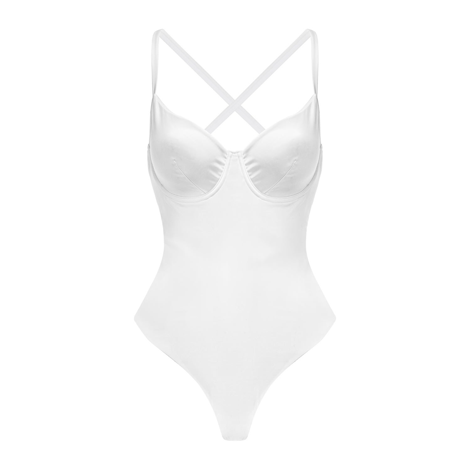 Women’s Veneto Satin Bodysuit - White Small Roséa Lingerie