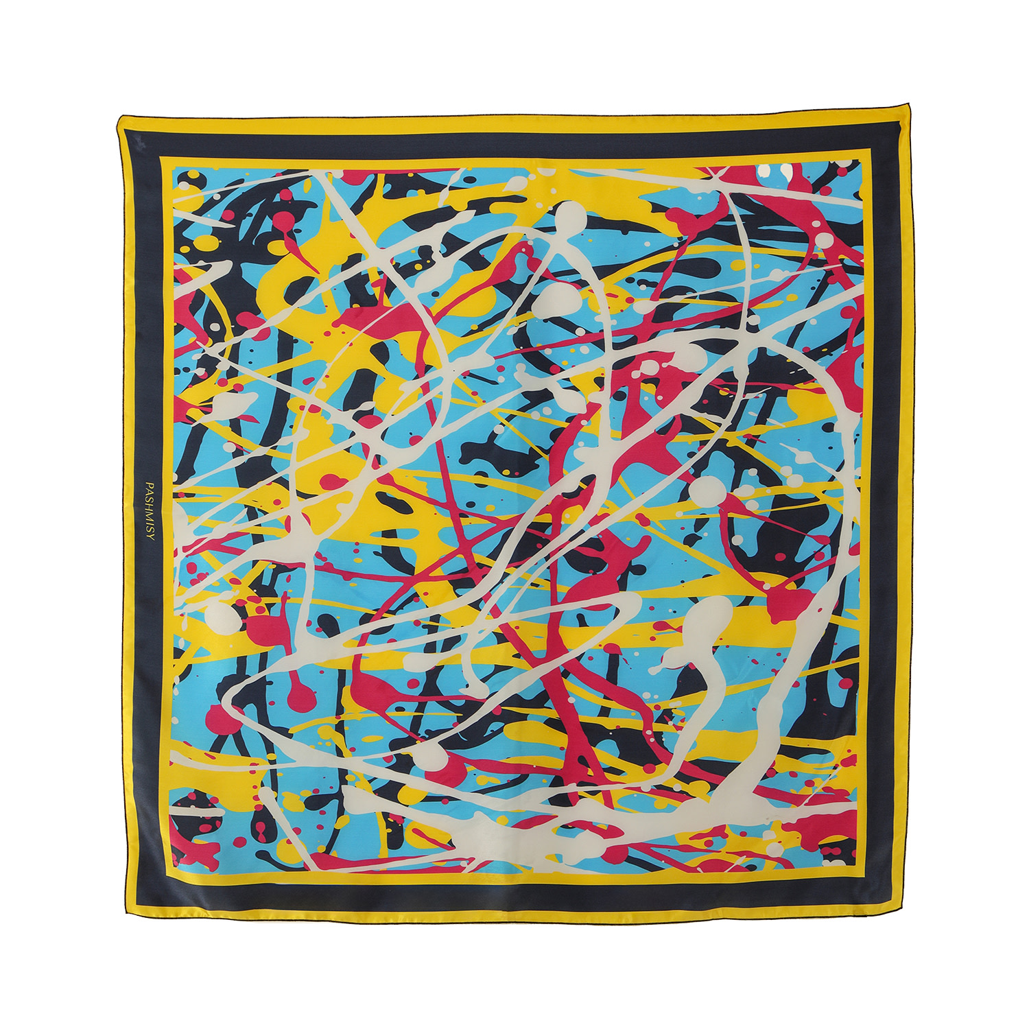 Women’s Blue / Yellow / Orange Pollock Inspiration Scarf One Size Pashmisy