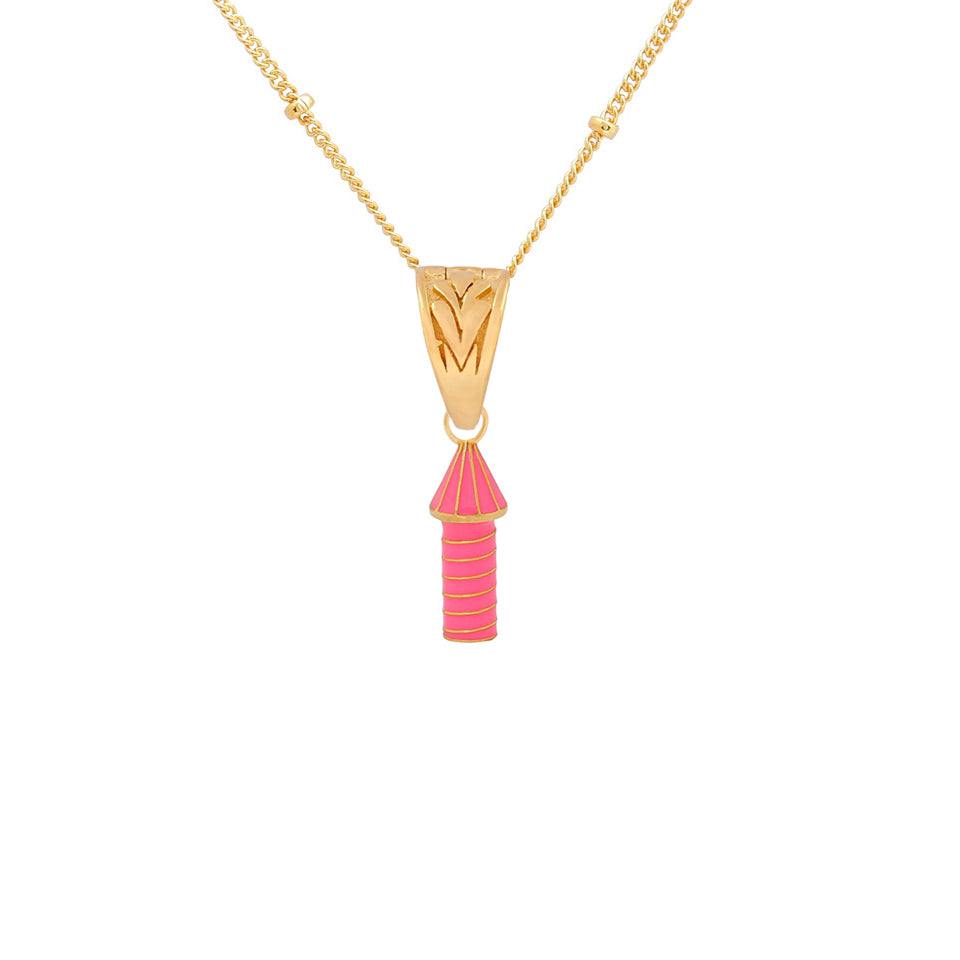 Women’s Gold / Pink / Purple Rocket Charm Necklace Pink Après Youth