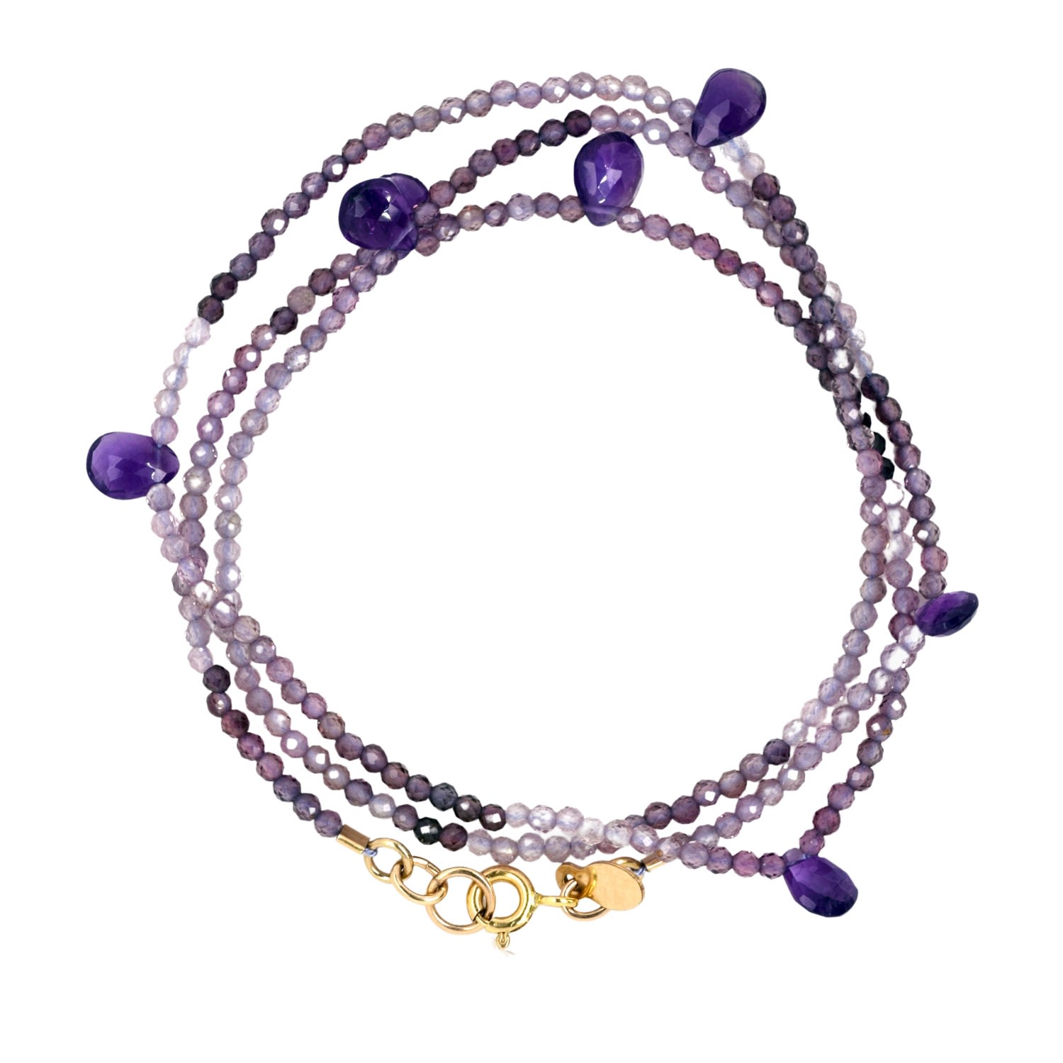 Women’s Pink / Purple Triple Wrap Purple Shaded Spinel Amethyst Bracelet Or Necklace Lori Kaplan Jewelry Design