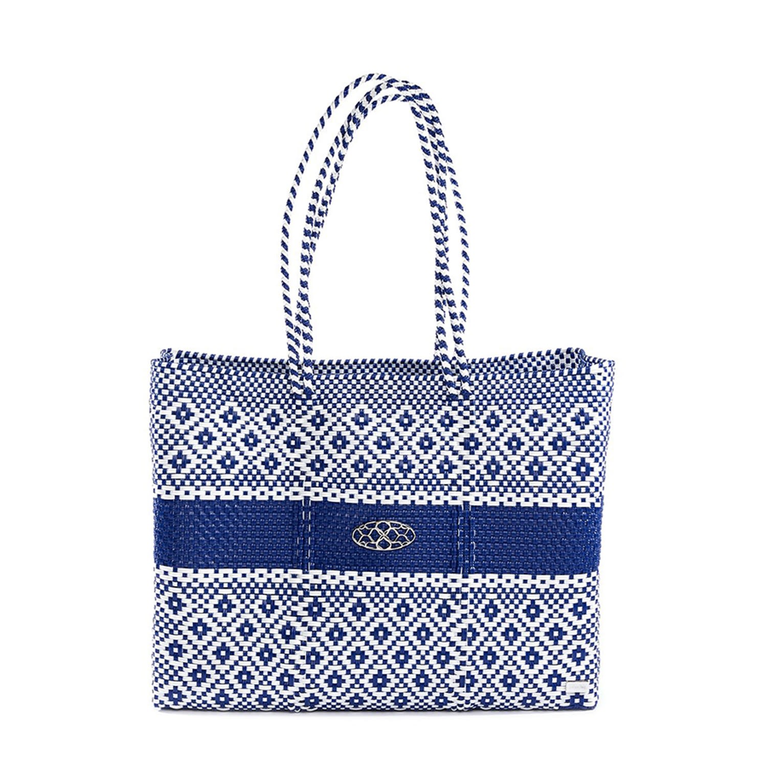 Women’s Blue Stripe Travel Tote Bag With Clutch Lolas Bag