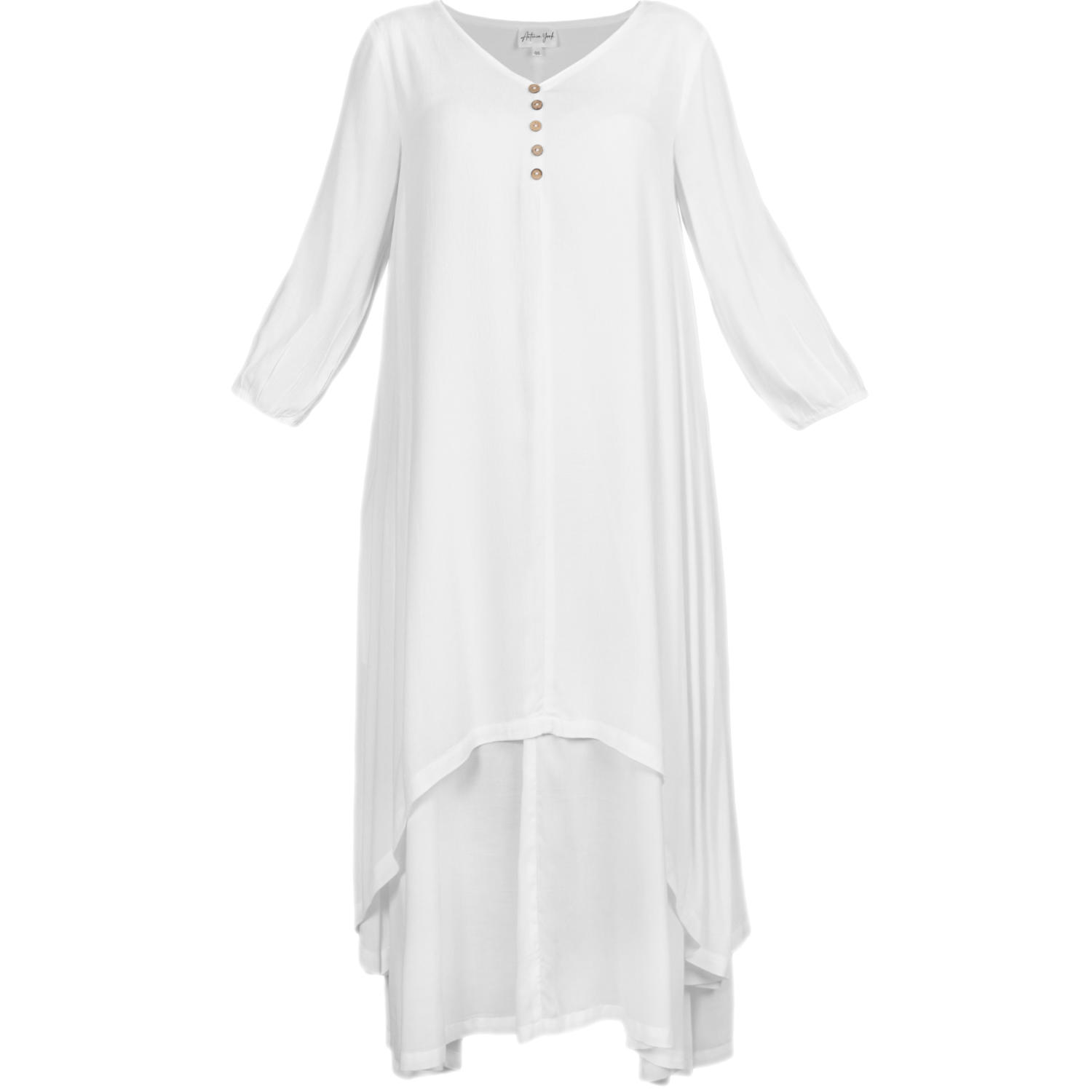 Women’s Layered Dress Chelsea White Floaty Comfortable Feminine Dress One Size Antonia York