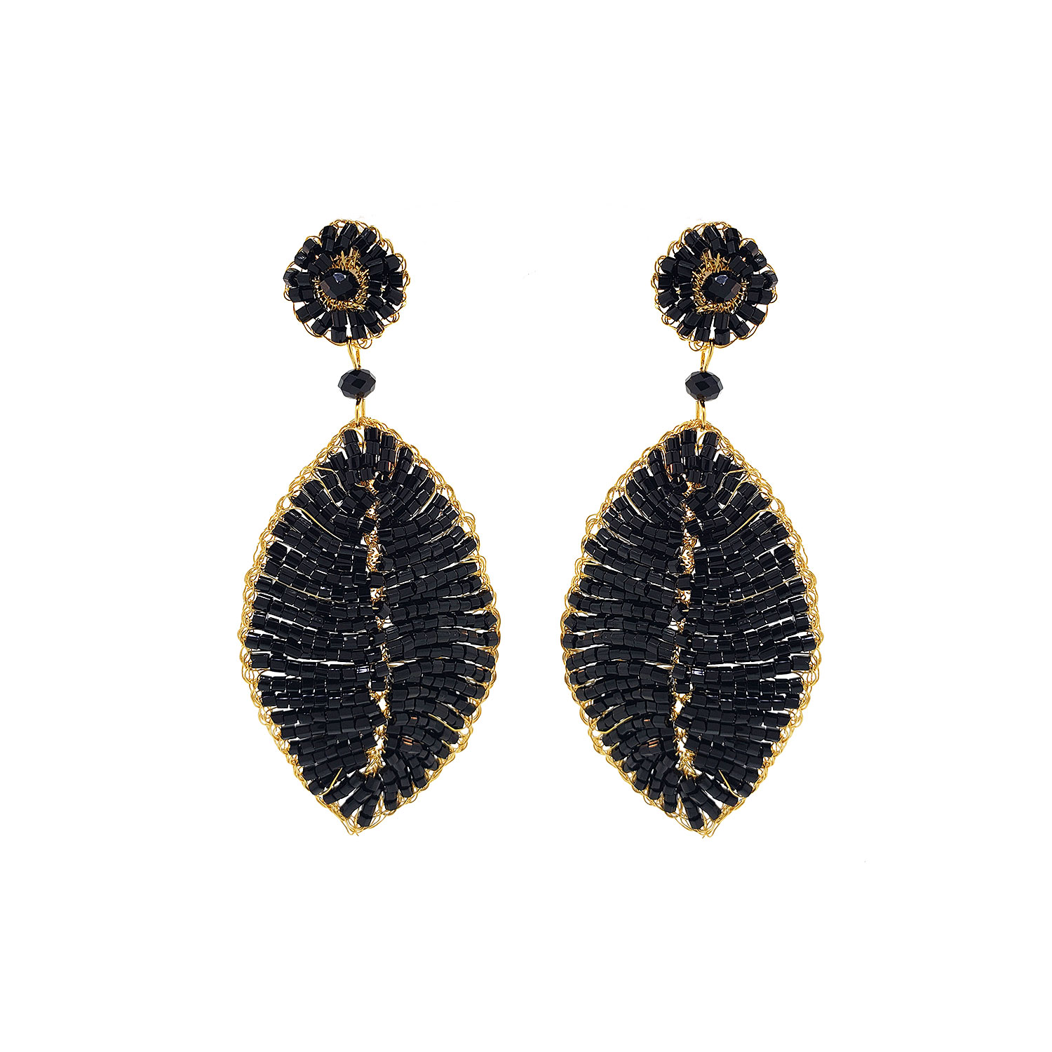 Women’s Black / Gold Black & Gold Leaf Handmade Earrings Lavish by Tricia Milaneze