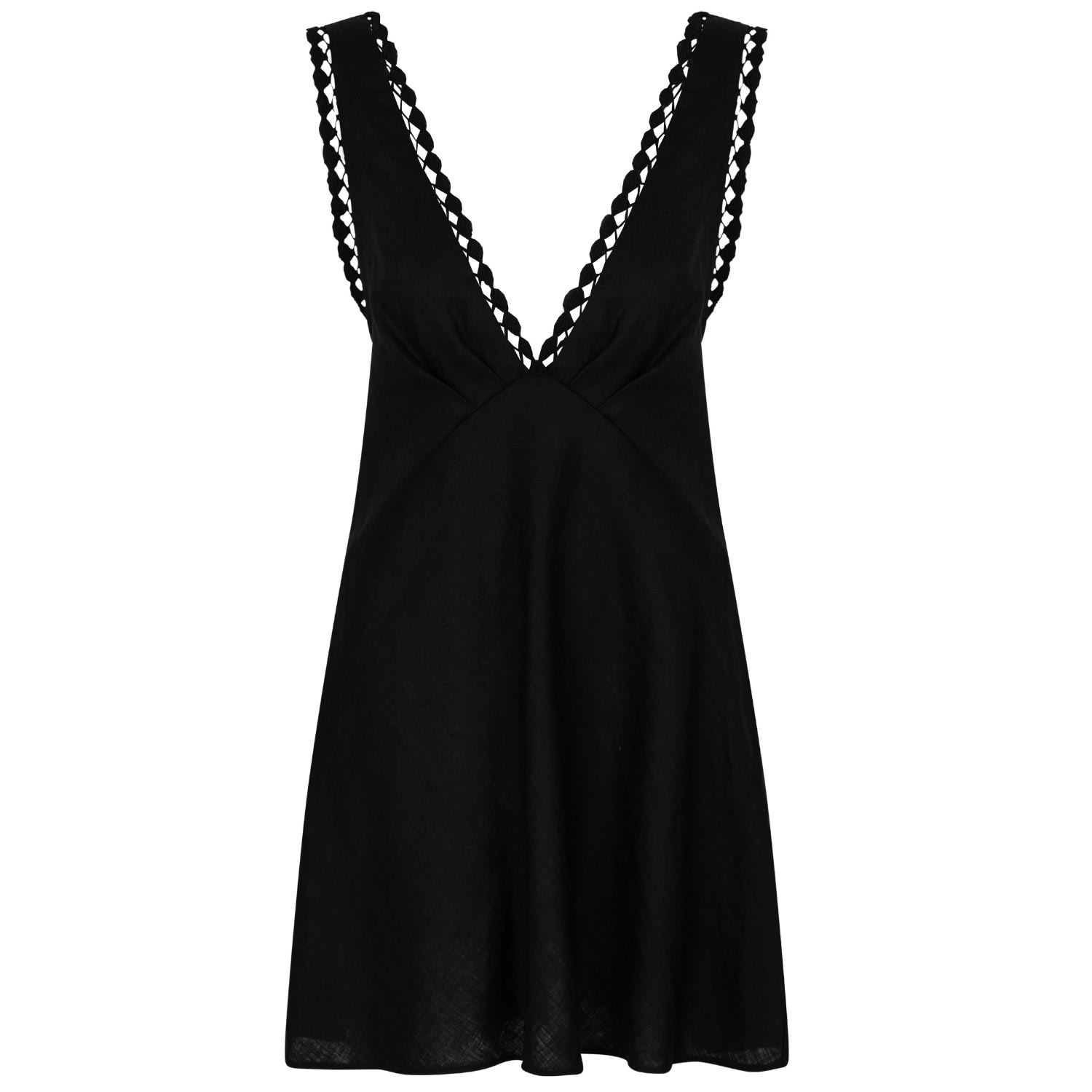 Women’s Embroidered Lace Linen Mini Dress - Black M/L Langner