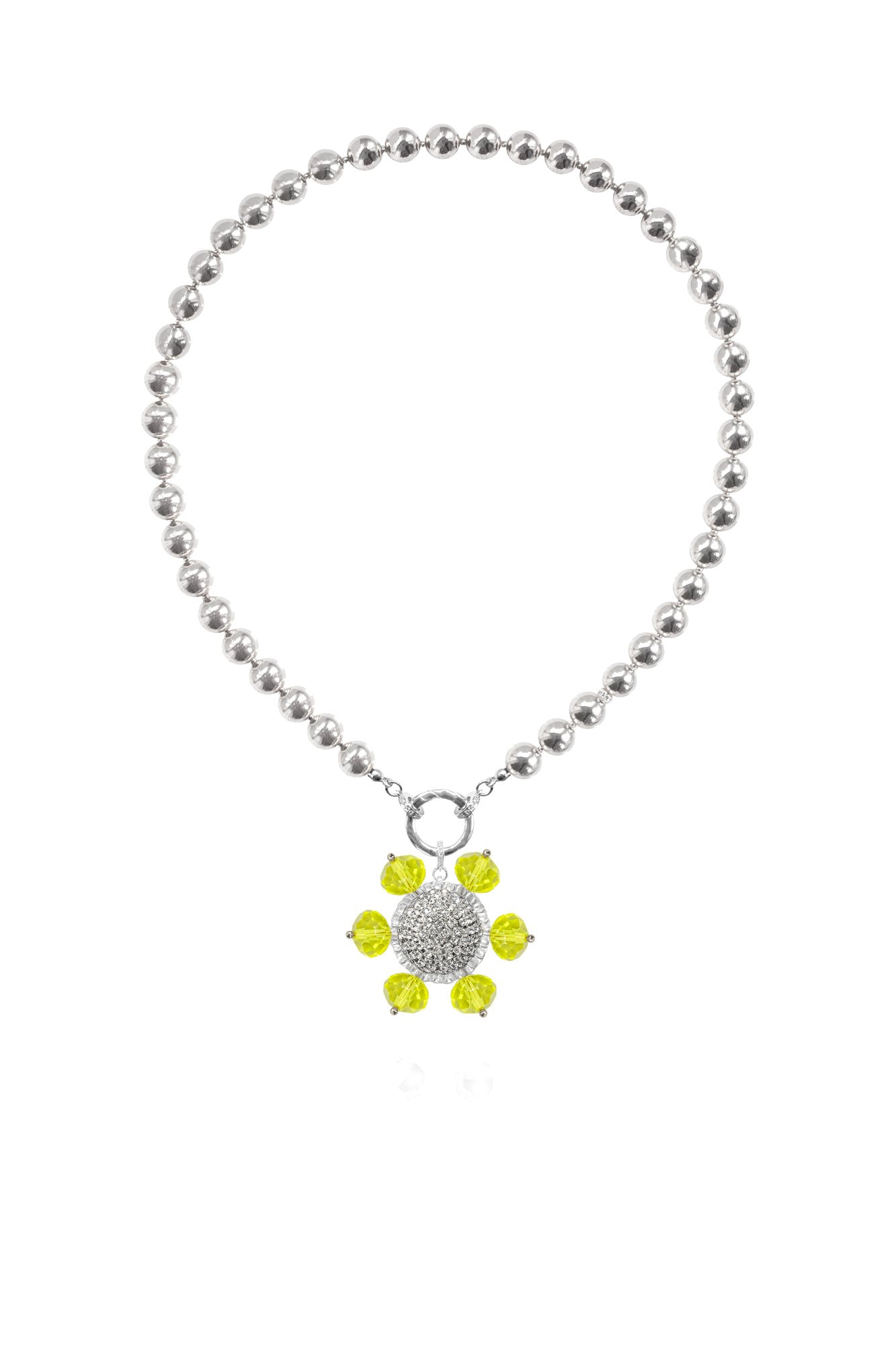 Women’s Yellow / Orange / Silver Jolie Necklace In Lime Glitz Saule Label