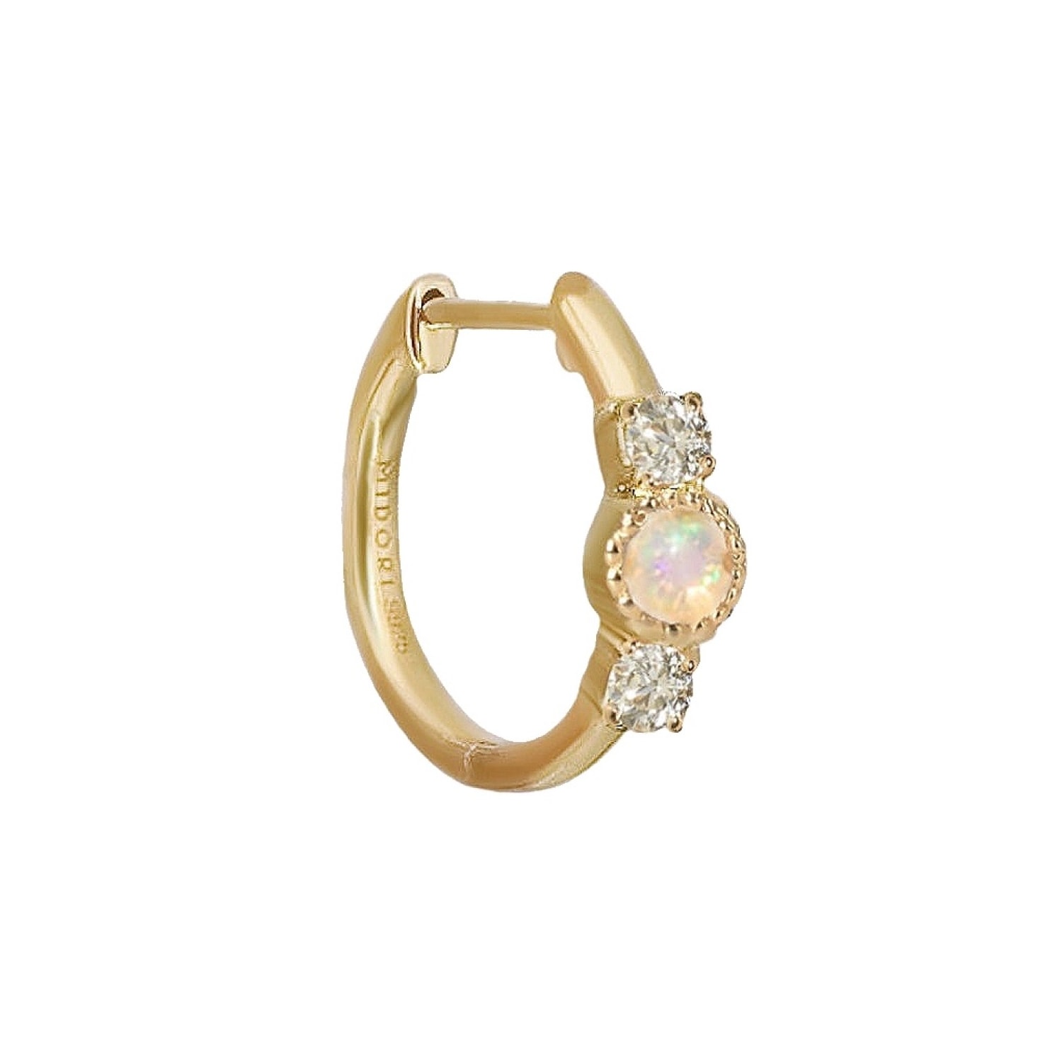 Women’s Nebula Gold Vermeil & Opal Huggie Single Hoop Midori Jewelry Co.