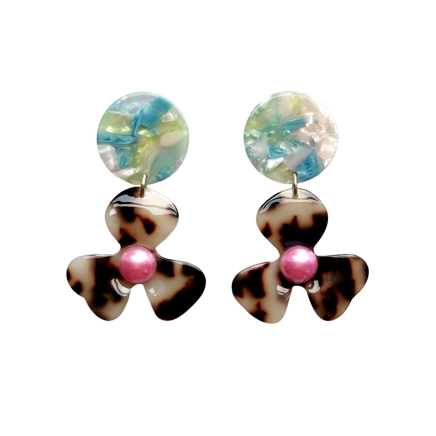 Women’s Green / Blue / Pink Pearl Water Poppy Drop Earrings In Candy Eyes Closet Rehab