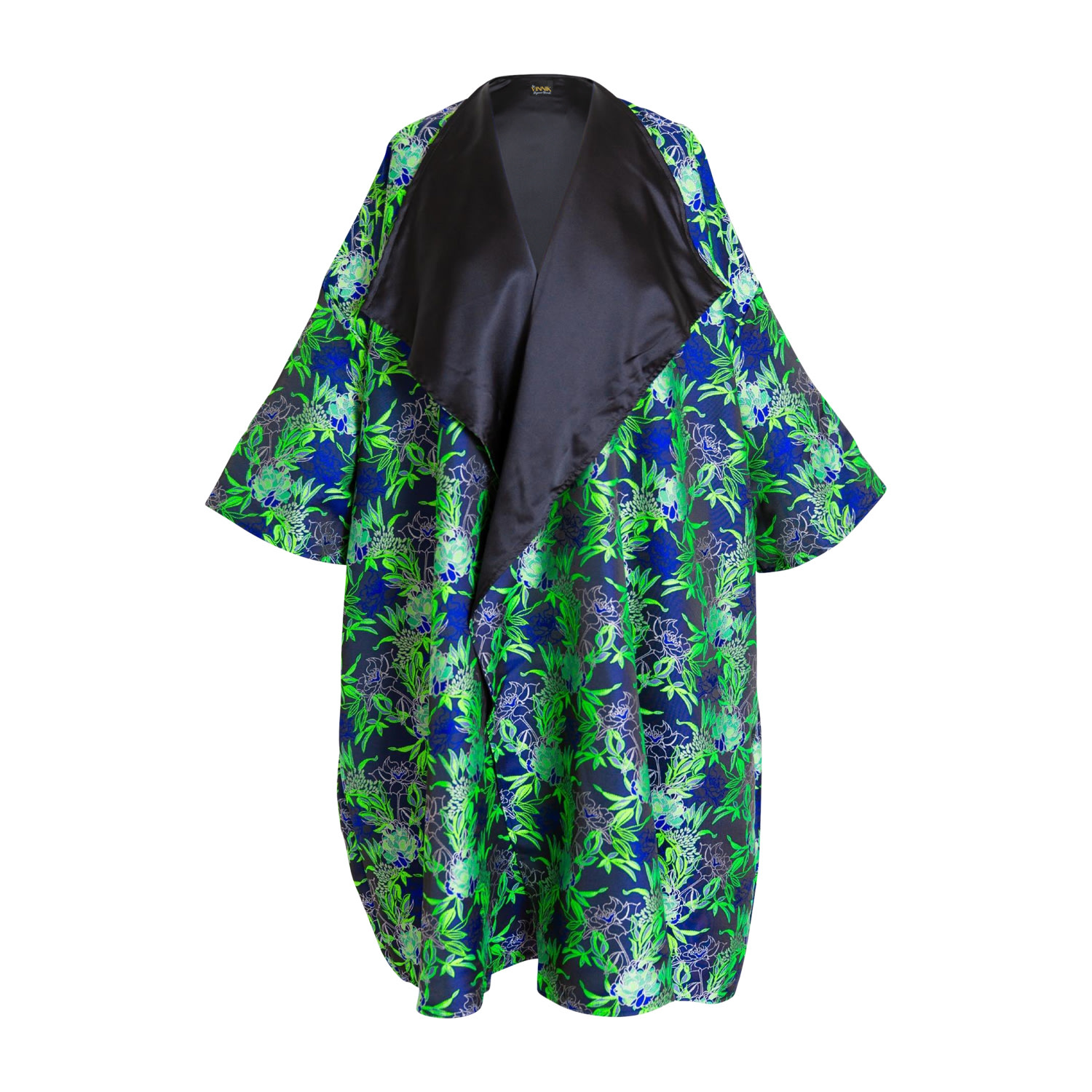 Women’s Green / Blue Reversible Blue Neon Jacquard Opera Coat- Daphne One Size Byvinnik
