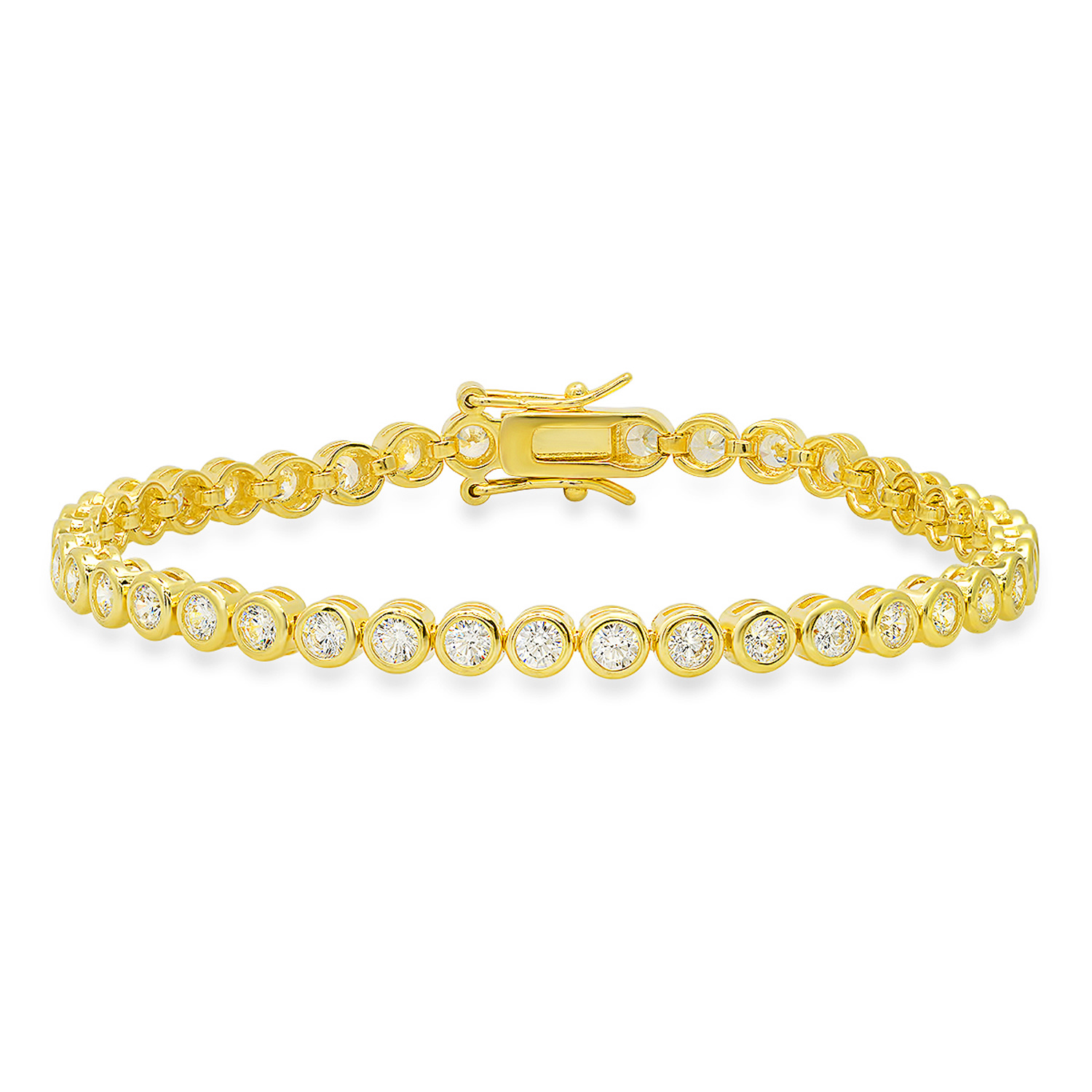 Women’s Gold Bezel Set Diamond Cz Tennis Bracelet Kylie Harper