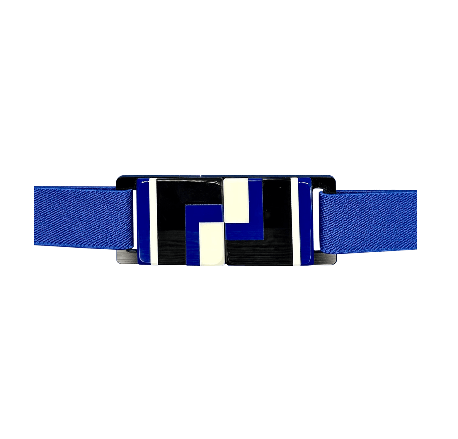 Women’s Stretch Belt With Multicolor Acrylic Buckle - Royal Blue One Size Beltbe