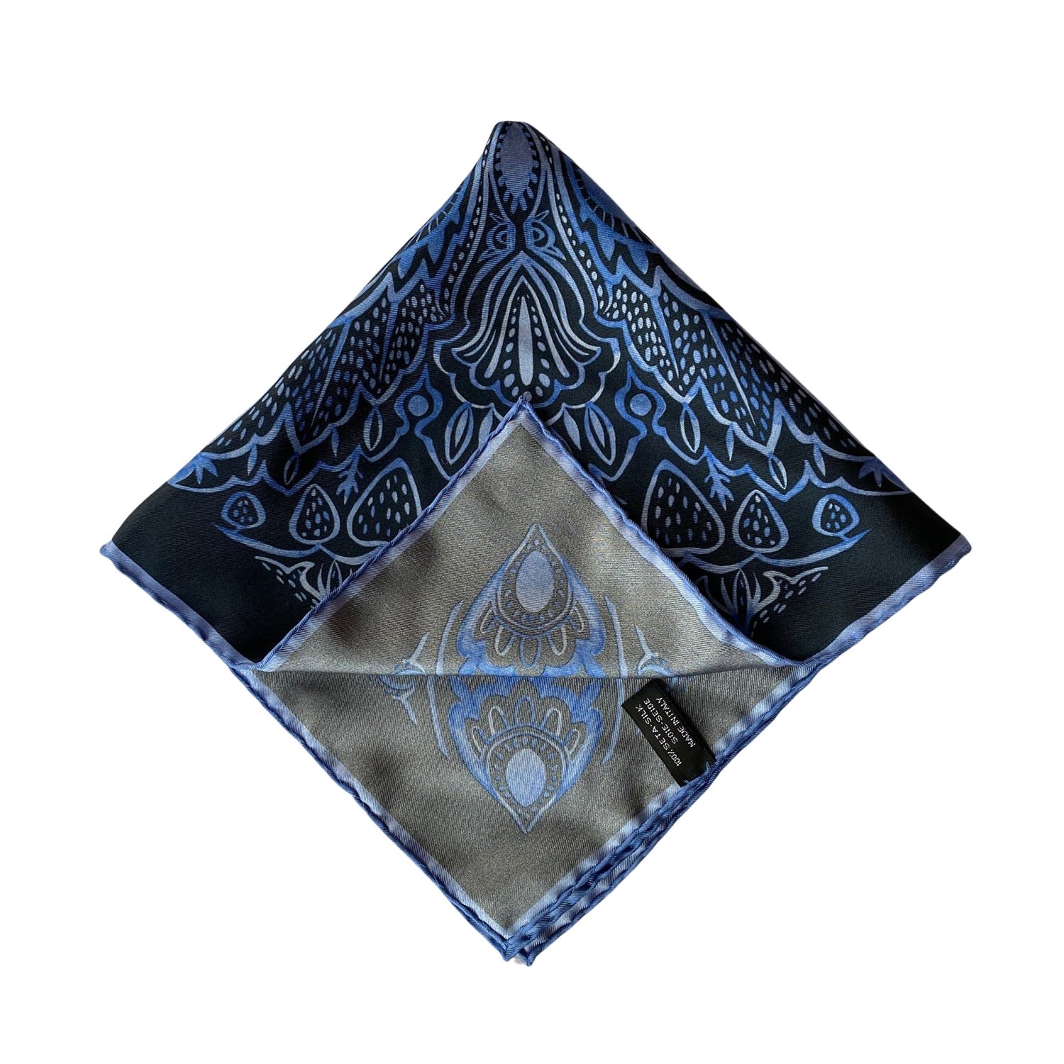 Women’s Blue Silk Neckerchief Asymmetric Ralufineart