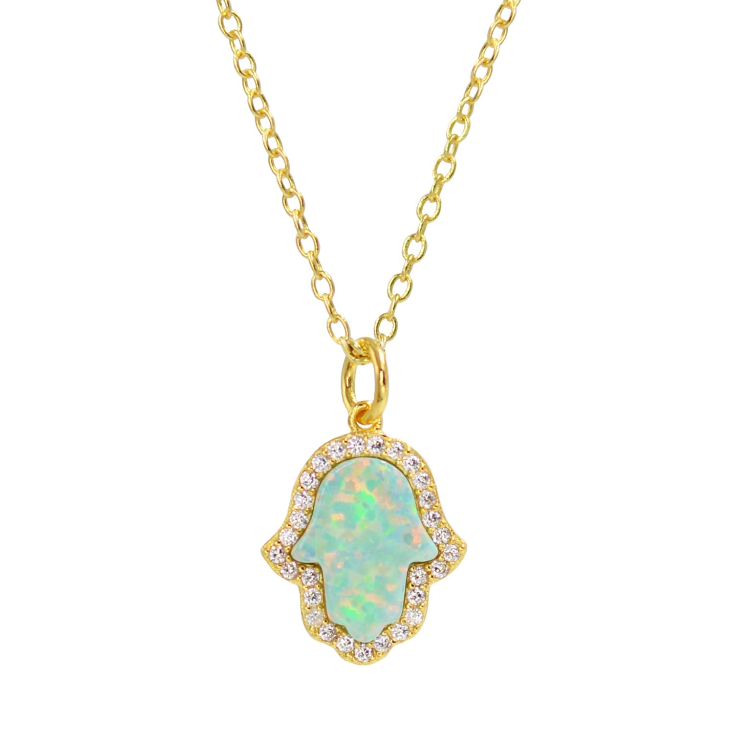 Women’s Opal Hamsa Hand Necklace In Green Opal Kamaria