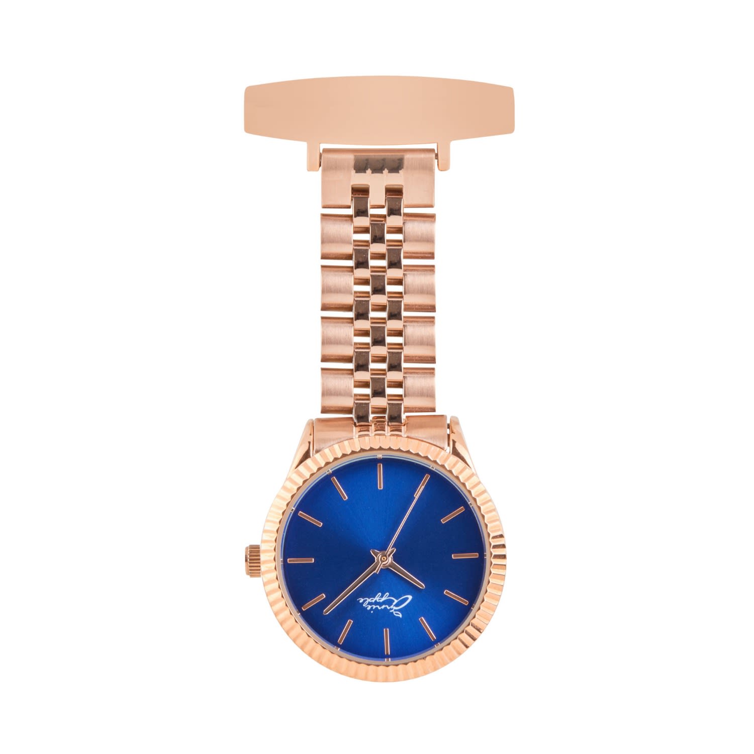 Women’s Annie Apple Callista Navy/Rose Gold Link Nurse Fob Watch Bermuda Watch Company