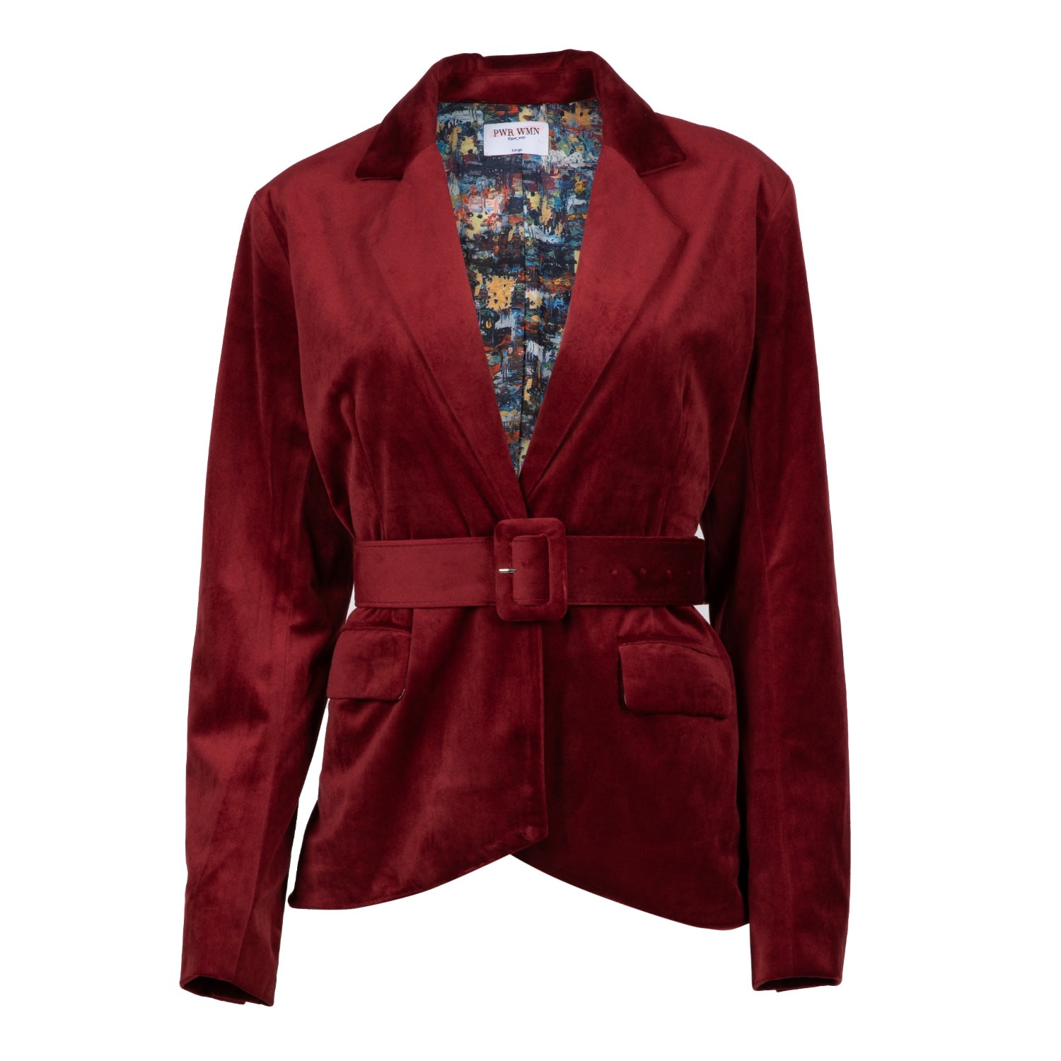 The So Scarlet It Was Maroon Red Burgundy Velvet Women’s Blazer Small Pwr Wmn