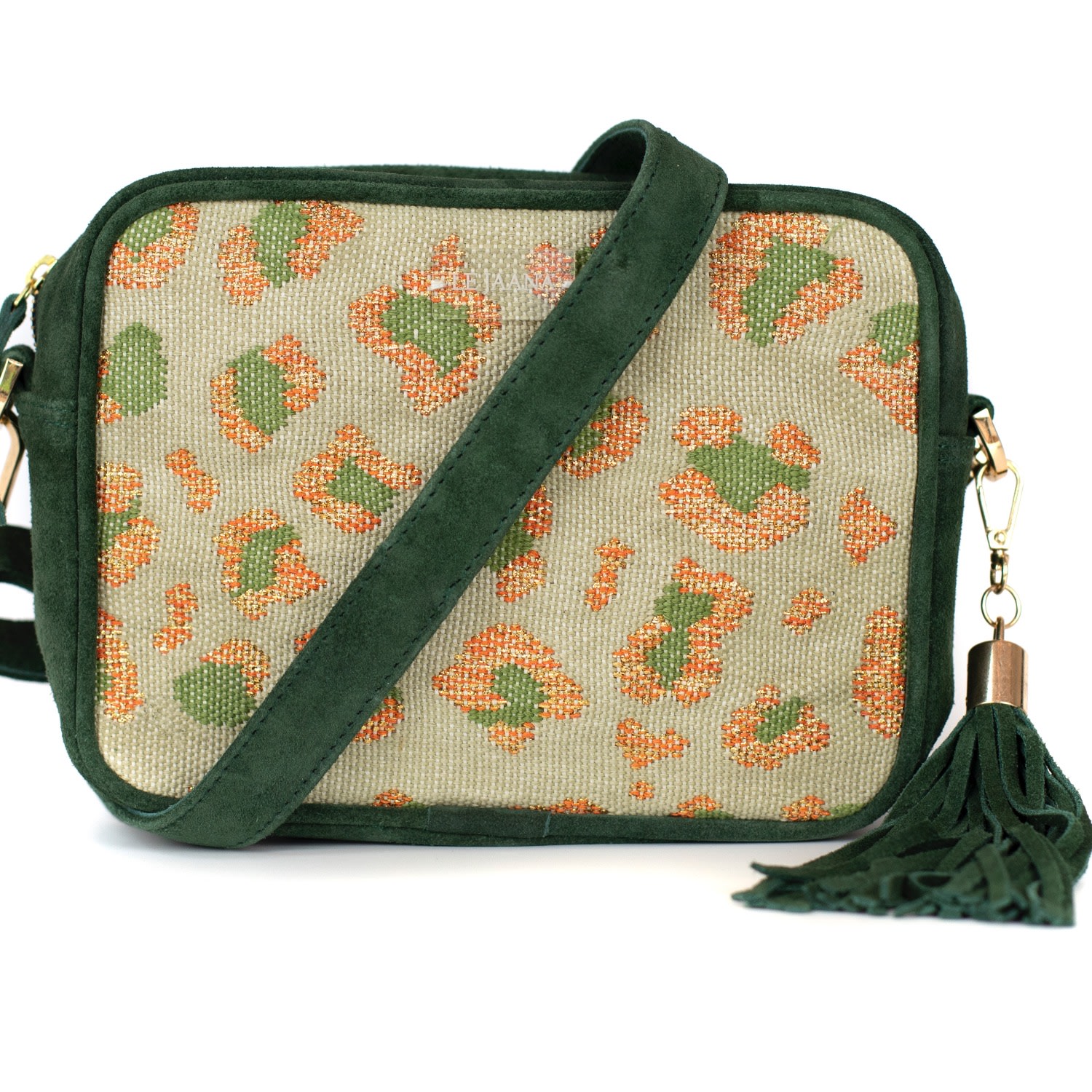 Women’s Green Leopard & Bling Camera Bag Le Jaana