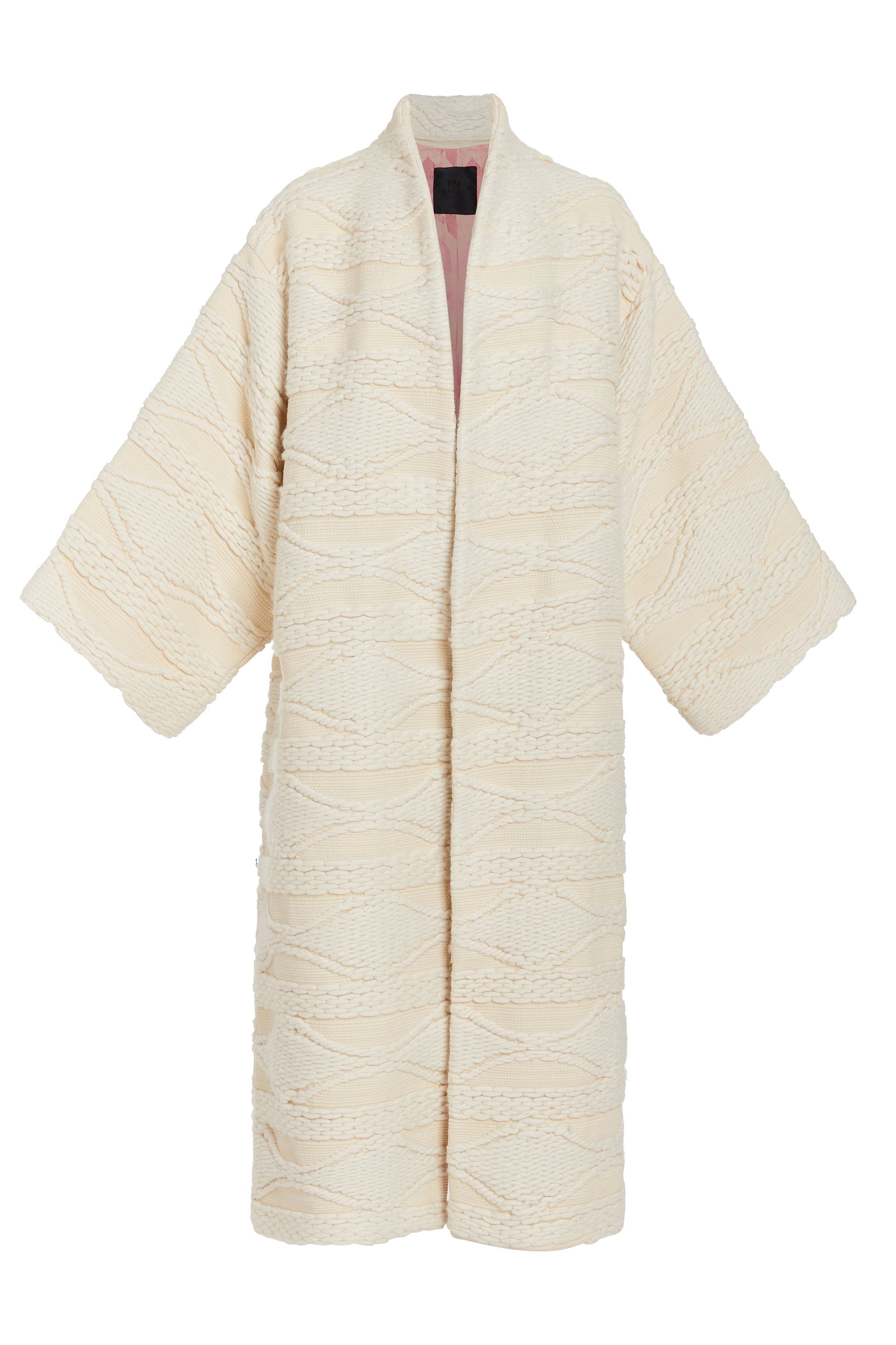 Women’s White Jenna Cream Knit Kimono Coat One Size Niran