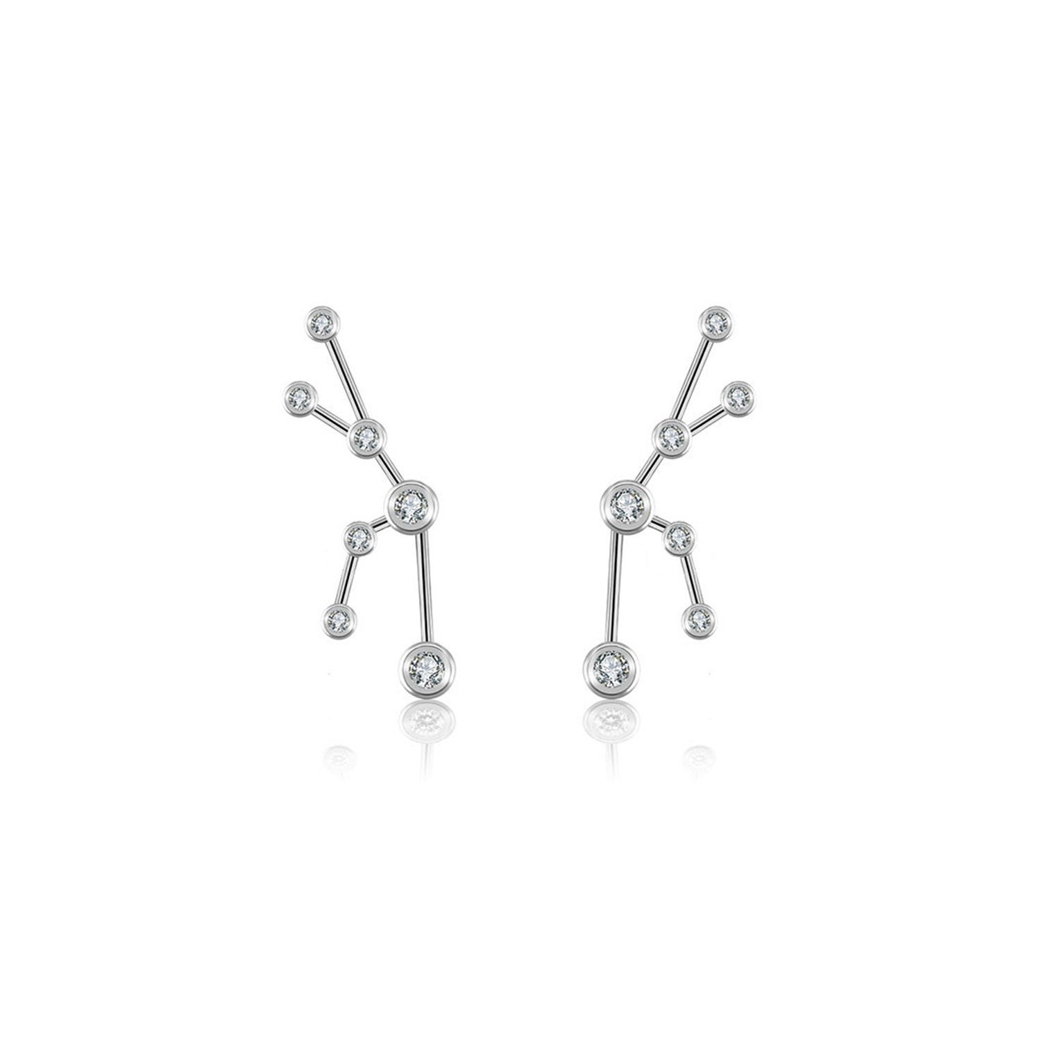 Women’s Taurus Zodiac Constellation Earring 18K White Gold & Diamond Genevieve Collection