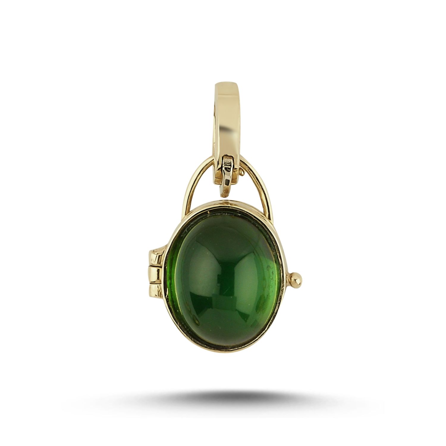 Women’s Locket Gold Charm With Green Tourmaline Melie Jewelry