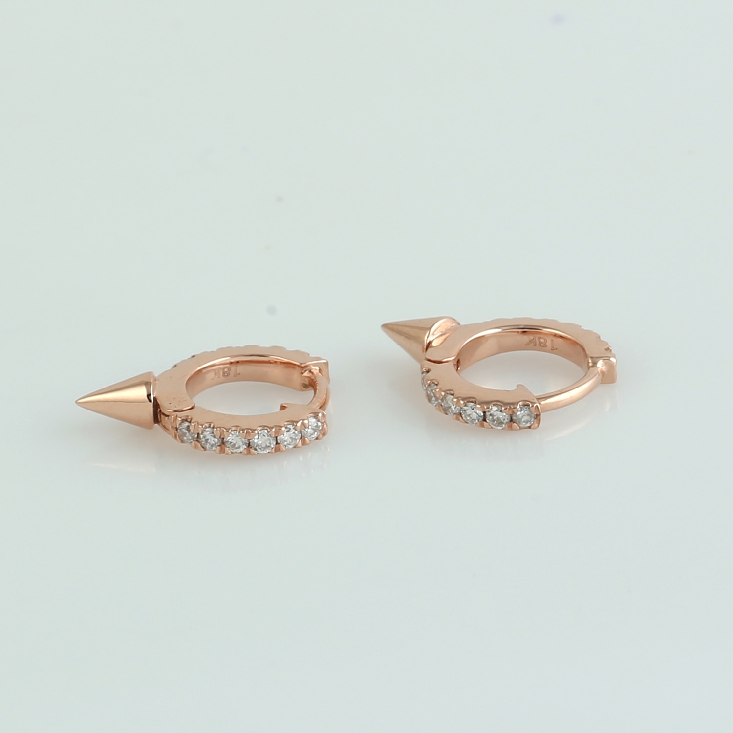 Women’s Rose Gold / White Natural Diamond Huggie Earrings 18K Rose Gold Diamond Artisan