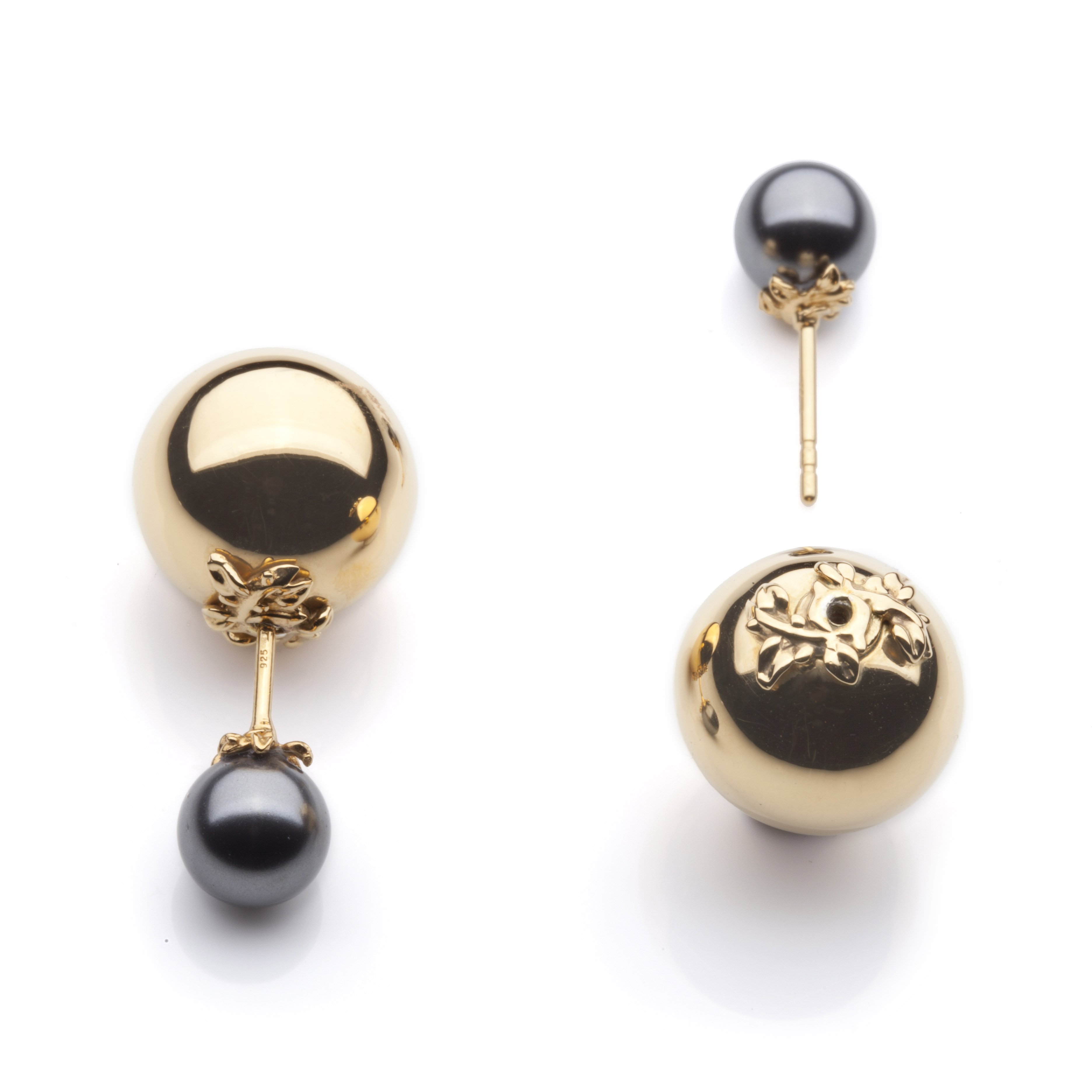 Women’s Gold Orb & Pearl Stud Earrings Kasun