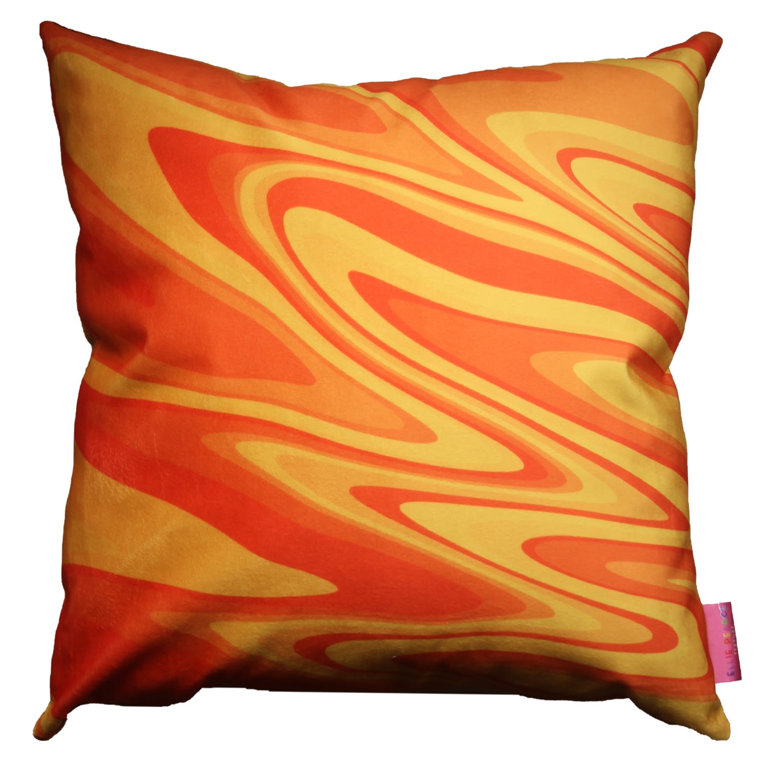 Yellow / Orange Colourful Velvet Cushion - Orange Ripple Ellie Pearce Textiles