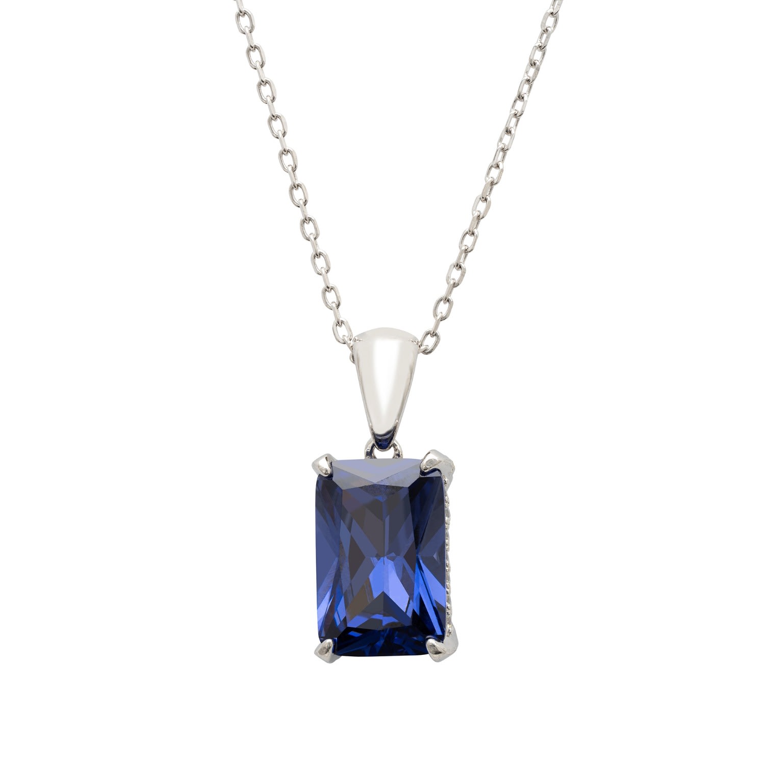 Women’s Blue / White / Silver Alexandra Rectangle Gemstone Necklace Silver Tanzanite Latelita
