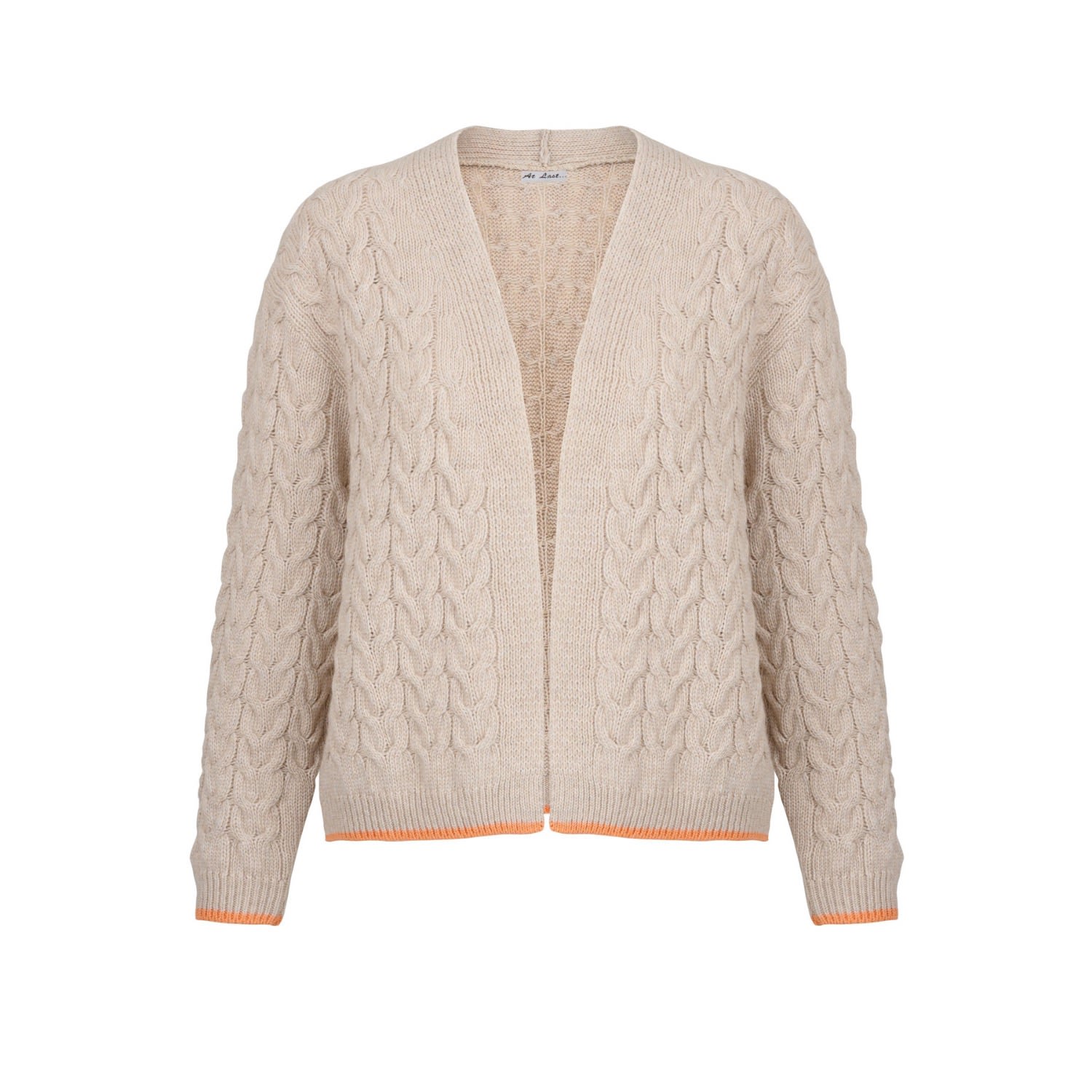 Women’s Neutrals Cashmere Mix Double Ply Cable Knitted Cardigan In Beige One Size At Last...