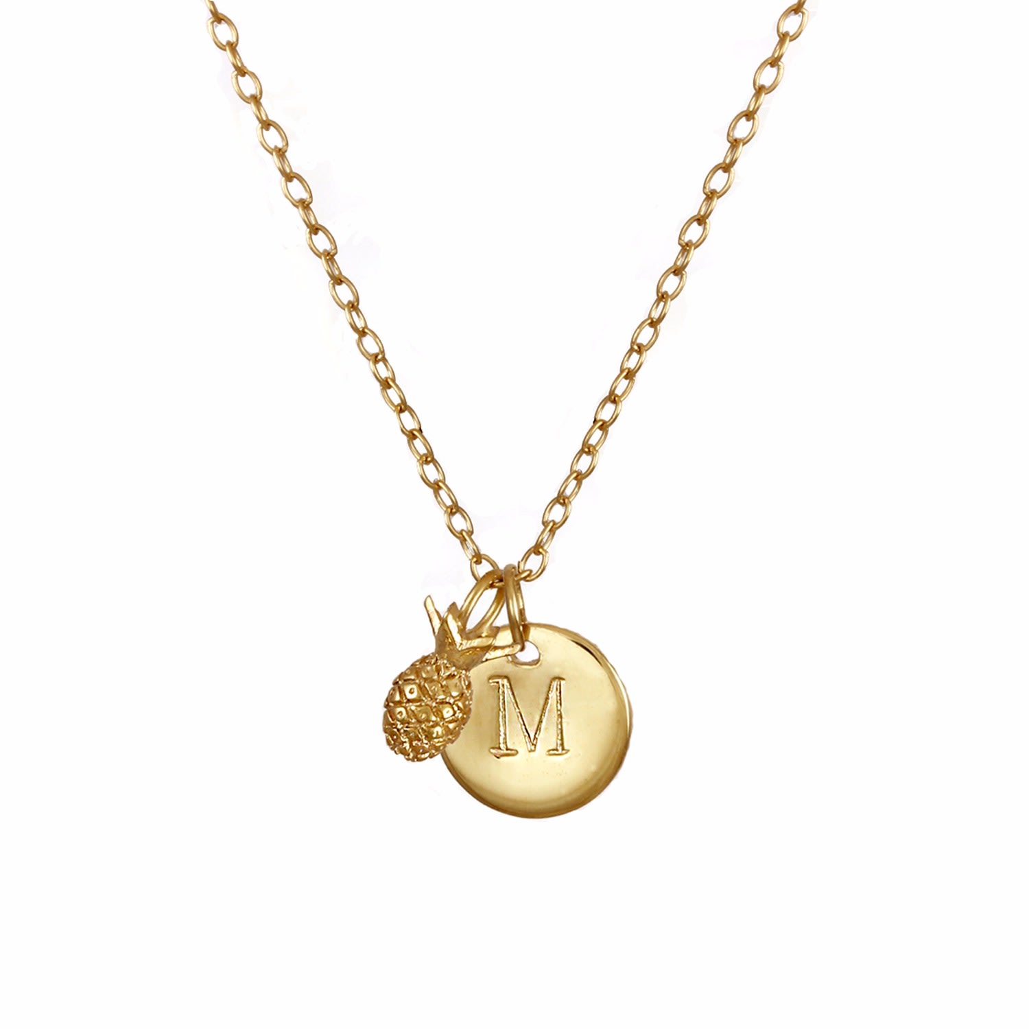 Women’s Pineapple & Initial Necklace - Gold Lee Renee