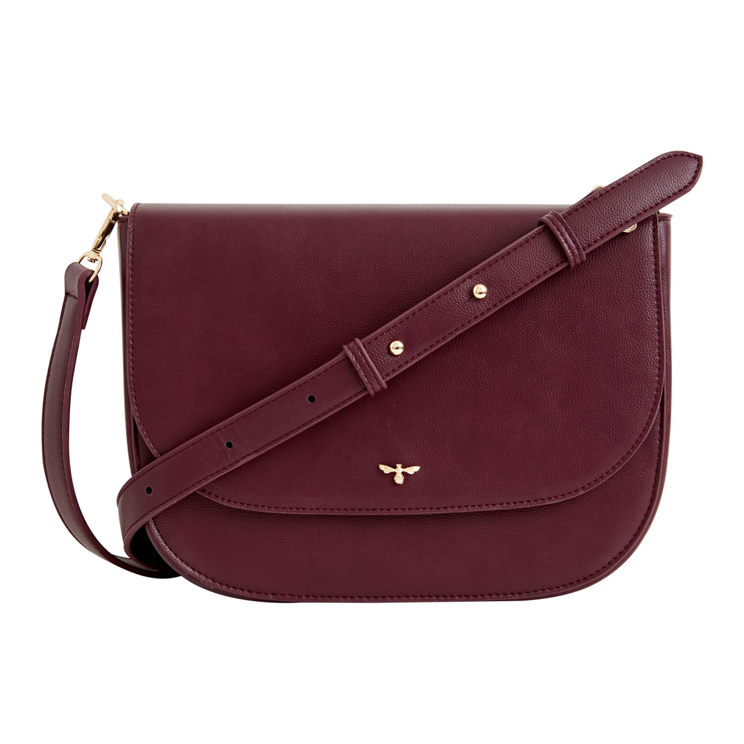 Women’s Red Fable Nina Messenger Handbag Burgundy Vegan Leather Fable England