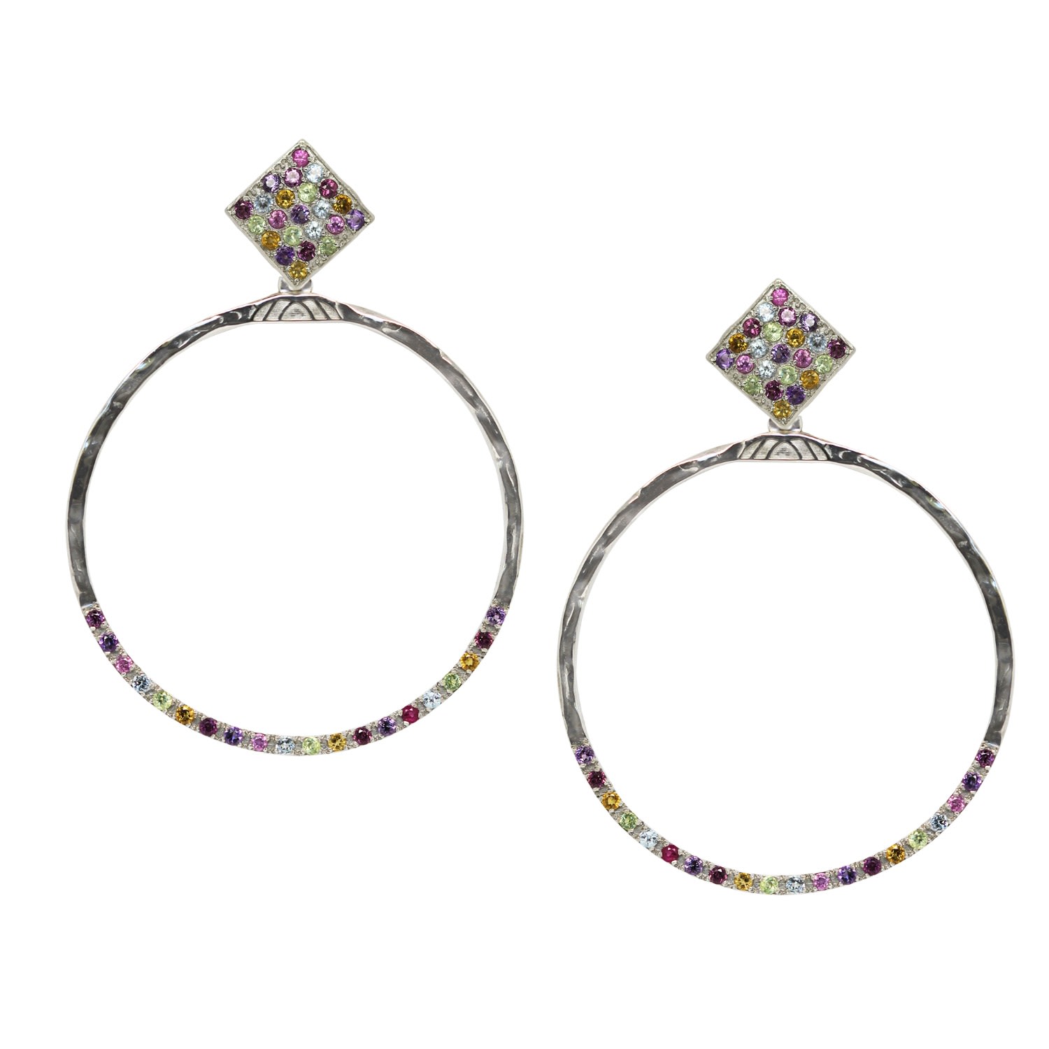 Women’s Bloom Of Hoops Gemstone Earrings Large Silver Hoops Zira Jewels