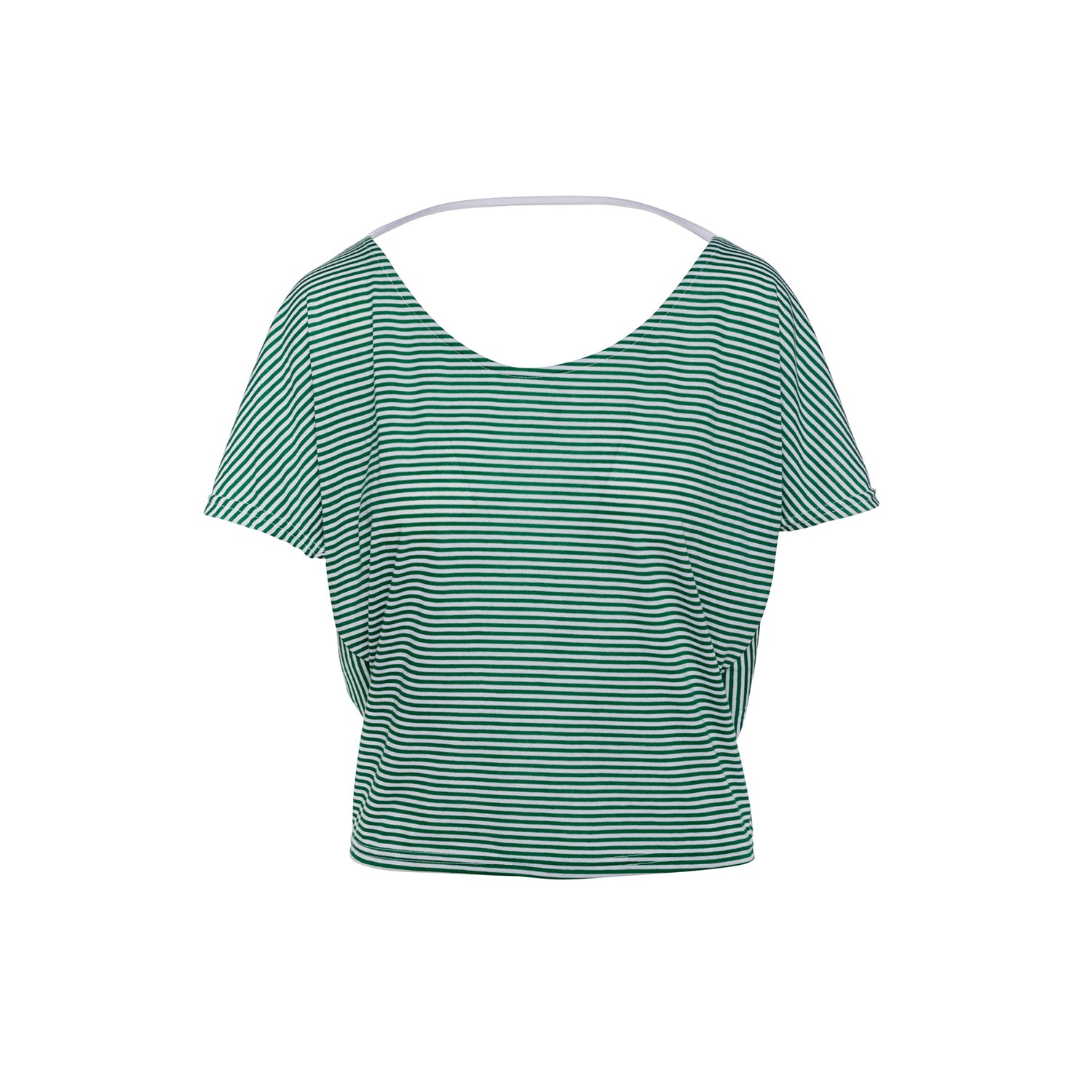 Women’s Green Striped Batwing Top Small Conquista